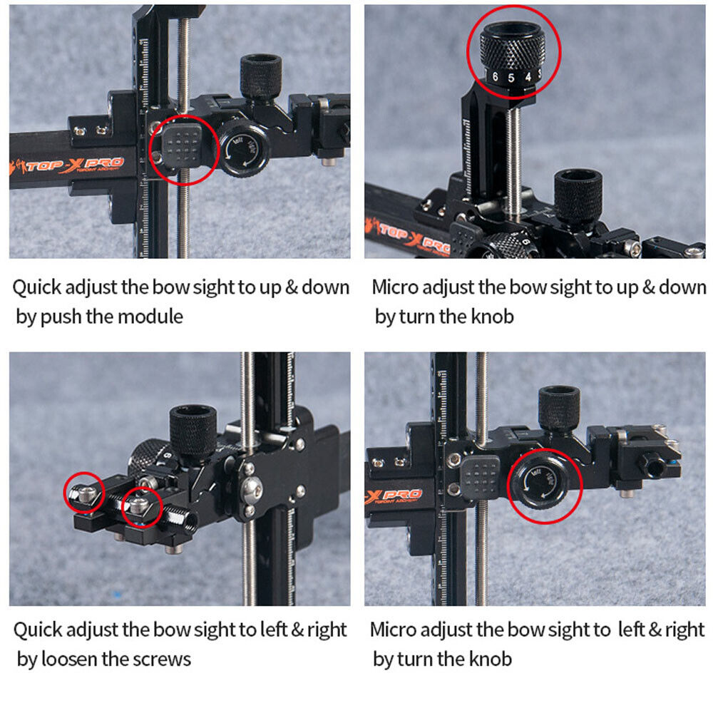 Compound Bow Sight 9" Carbon Bar Scope Sight 2x 4x 6x 8x Lens RH LH Competition