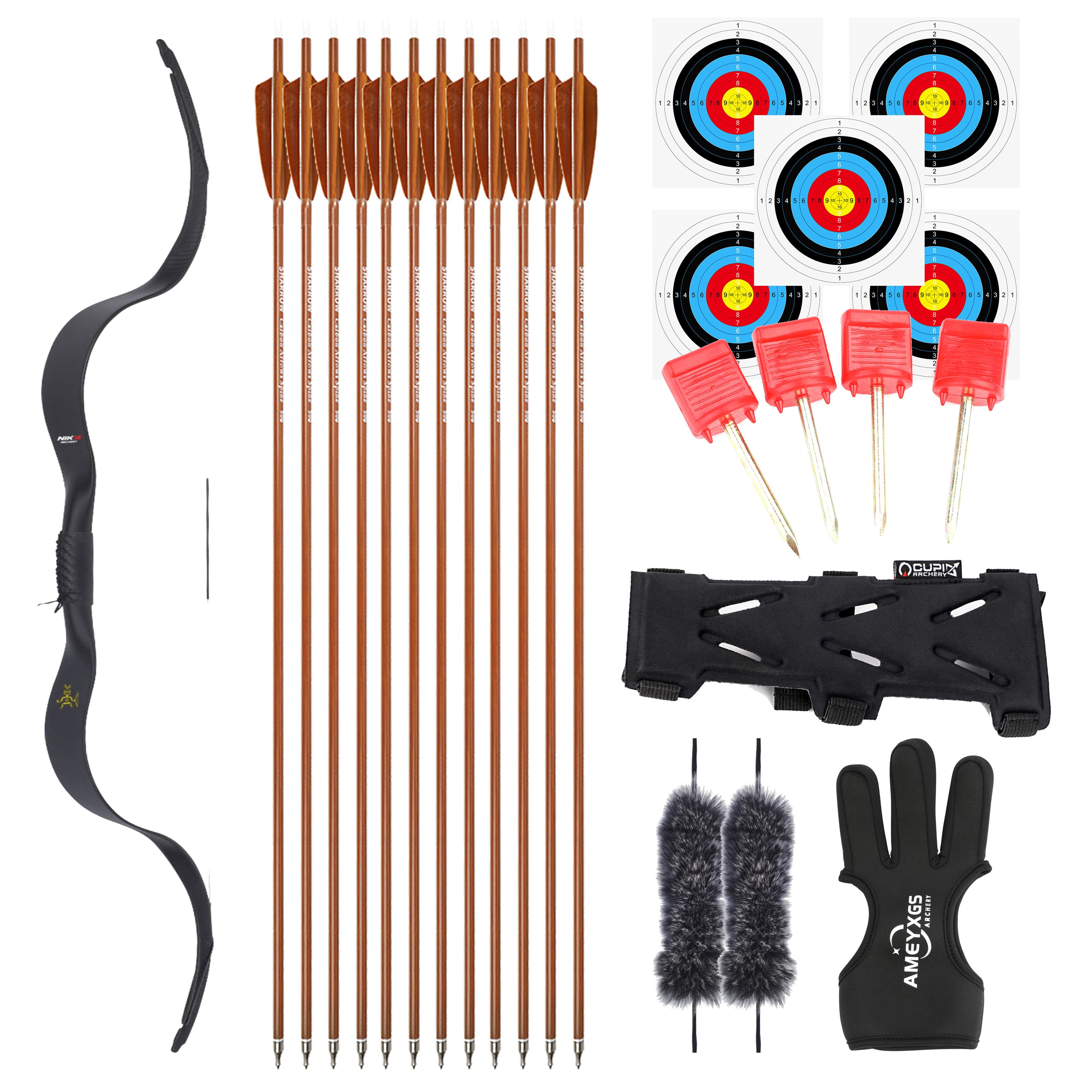 NIKA ET-4 Recurve Bow Takedown Bow 14-40LBS Archery Shooting