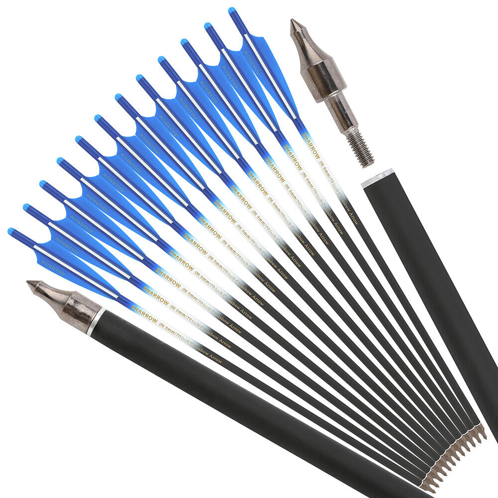 12pcs 16" 17" 18" 20" 22" Crossbow Bolts Carbon Arrows Vanes Bow Archery Hunting Shoot