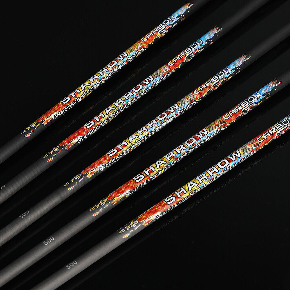 12pcs 31" Pure Carbon Arrows Archery SP250-600 Vanes Compoundbow Recurve Bow Hunting
