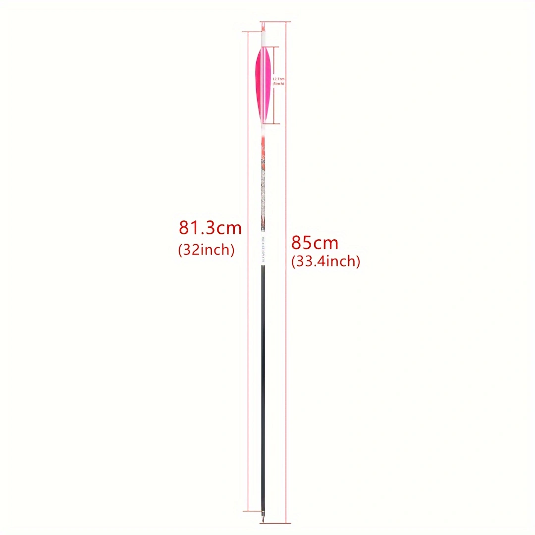  12pcs 32 Inch Pure Carbon Arrow 5 Inch Feather SP300-400 Reverse Curved Composite 