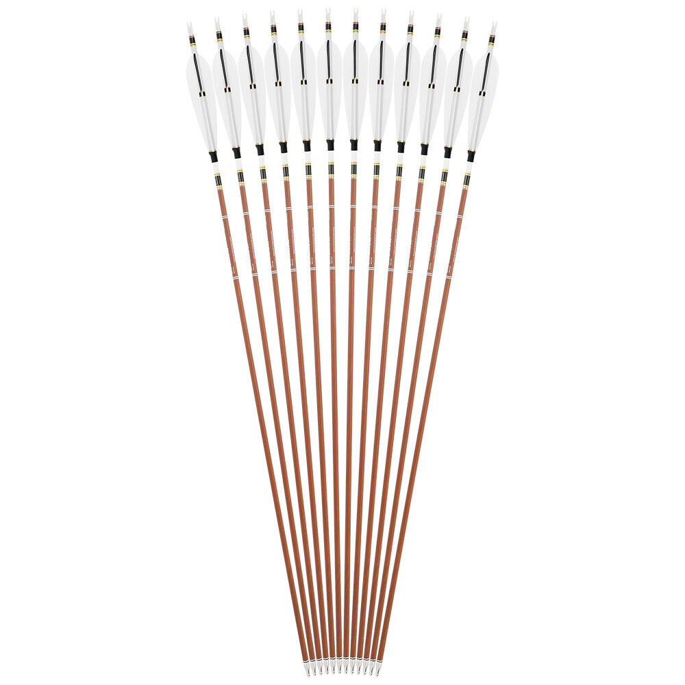 12pcs 31" Pure Carbon Arrows Archery SP340-600 Screw Tips Compound Recurve Bow Hunting