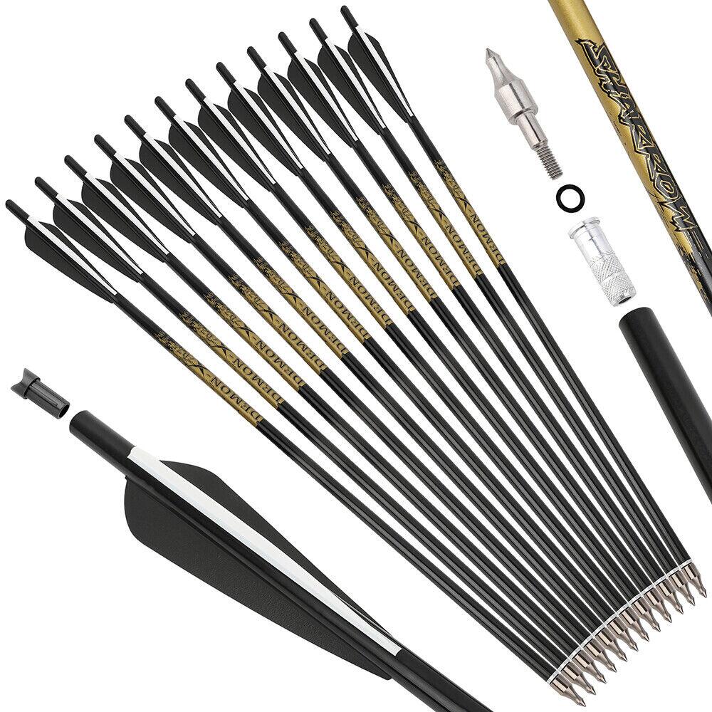 12pcs Crossbow Bolts Aluminum Arrows 20in 22in Vanes Crossbow Hunting Archery Shooting