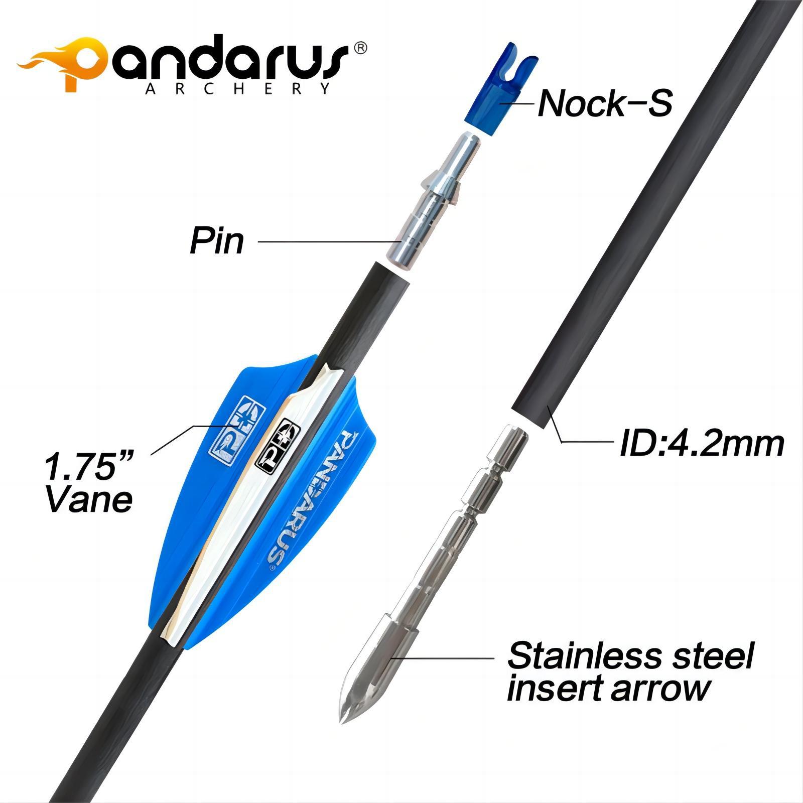 PANDARUS ALPHA-XT Series Pure Carbon Arrows ID4.2mm SP300-1500 12X