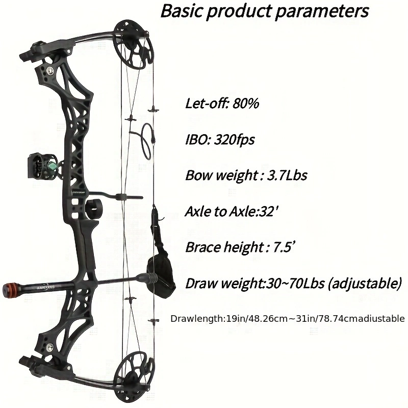M129 Composite Bow Set Advanced Hunting Bow Outdoor Shooting Archery Hunting 30-70lbs Adjustable Right Hand