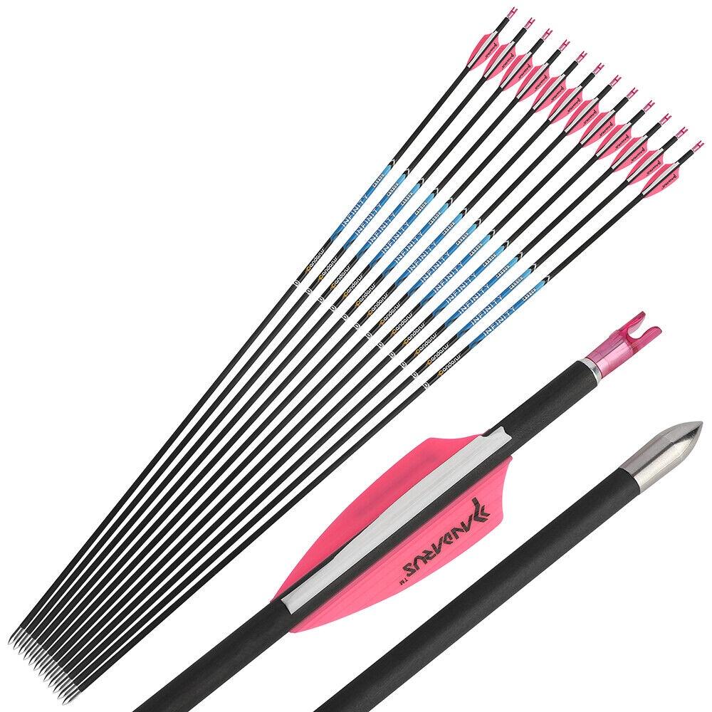 12pcs 2 pink 1 white 1.75-inch air guide cover rubber feather pure carbon arrow SP200-1500 ID4.2 archery