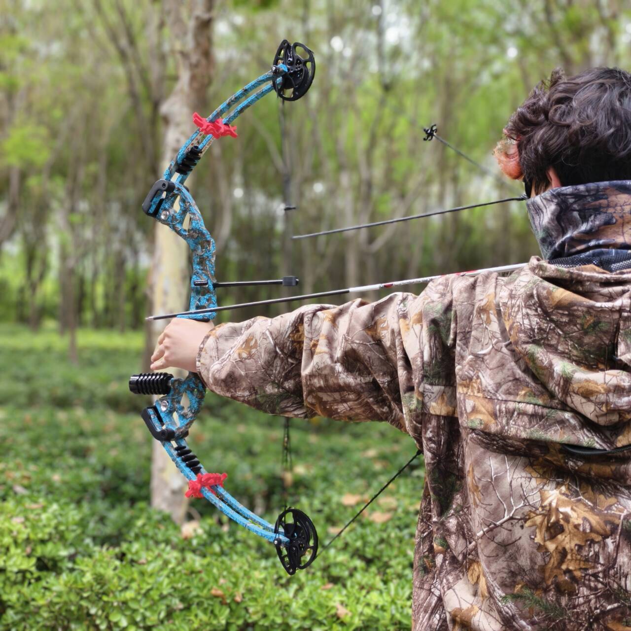 Blue Adjustable Compound Bow 30-55lbs 310fps Aluminum Alloy Hunting Bow