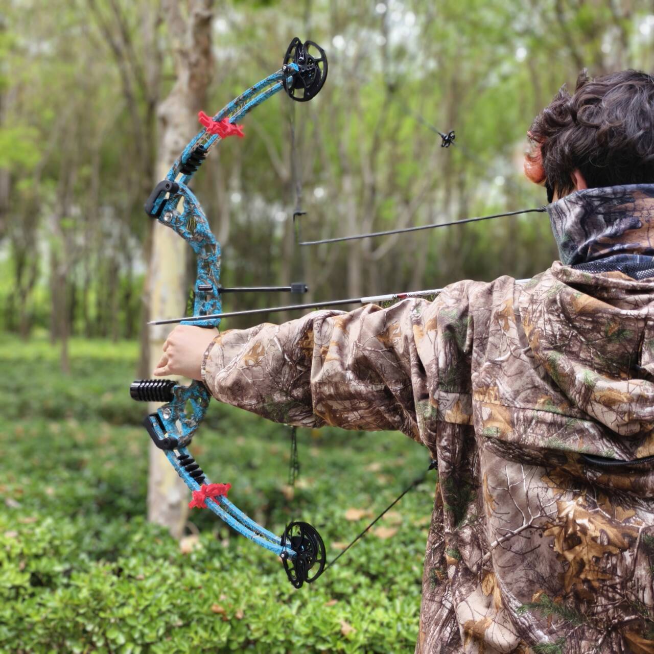 Blue Adjustable Compound Bow 30-55lbs 310fps Aluminum Alloy Hunting Bow