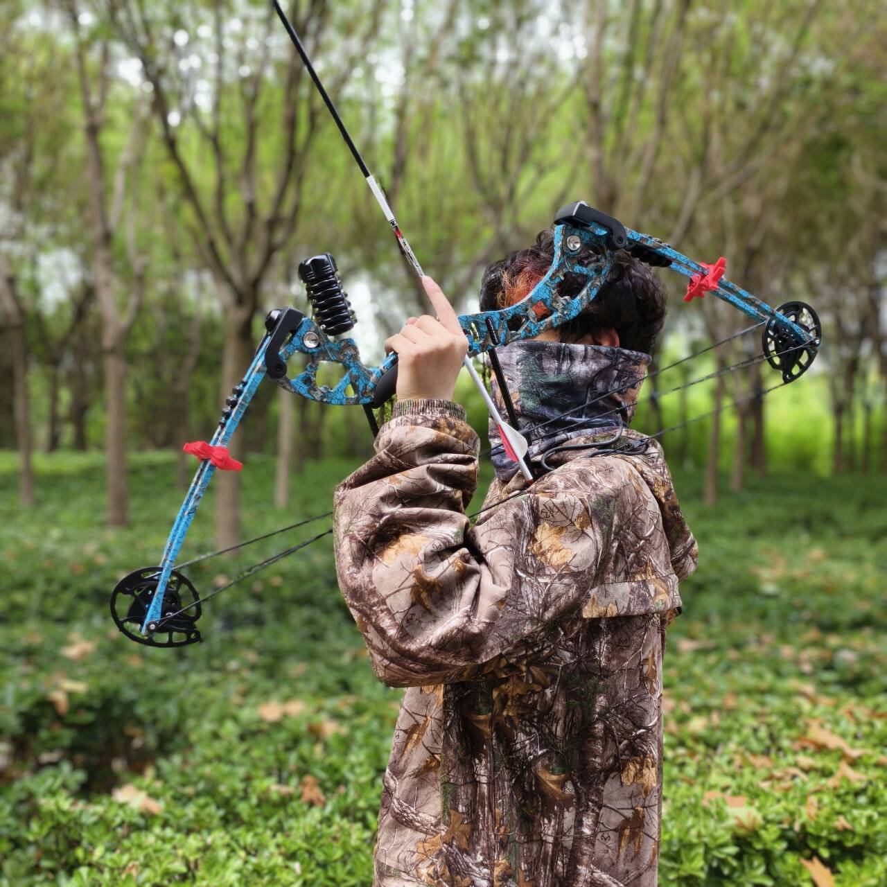 Blue Adjustable Compound Bow 30-55lbs 310fps Aluminum Alloy Hunting Bow