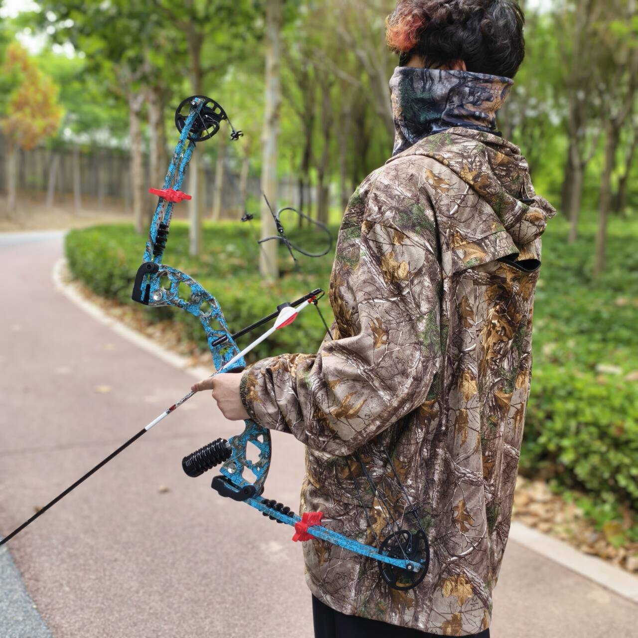 Blue Adjustable Compound Bow 30-55lbs 310fps Aluminum Alloy Hunting Bow