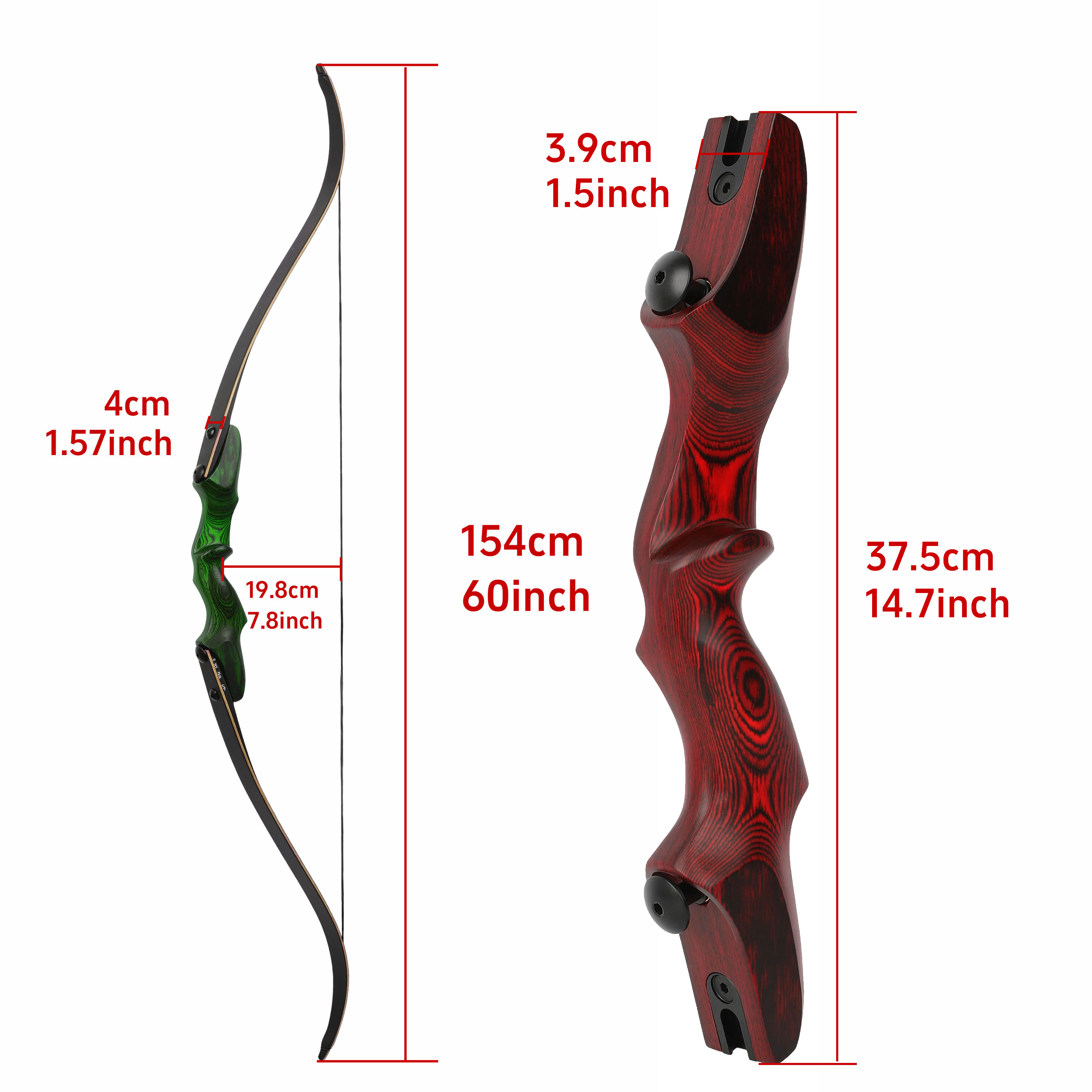 Rock Bear  Wooden Takedown Recurve Bow Kit 20-60lbs RH Archery
