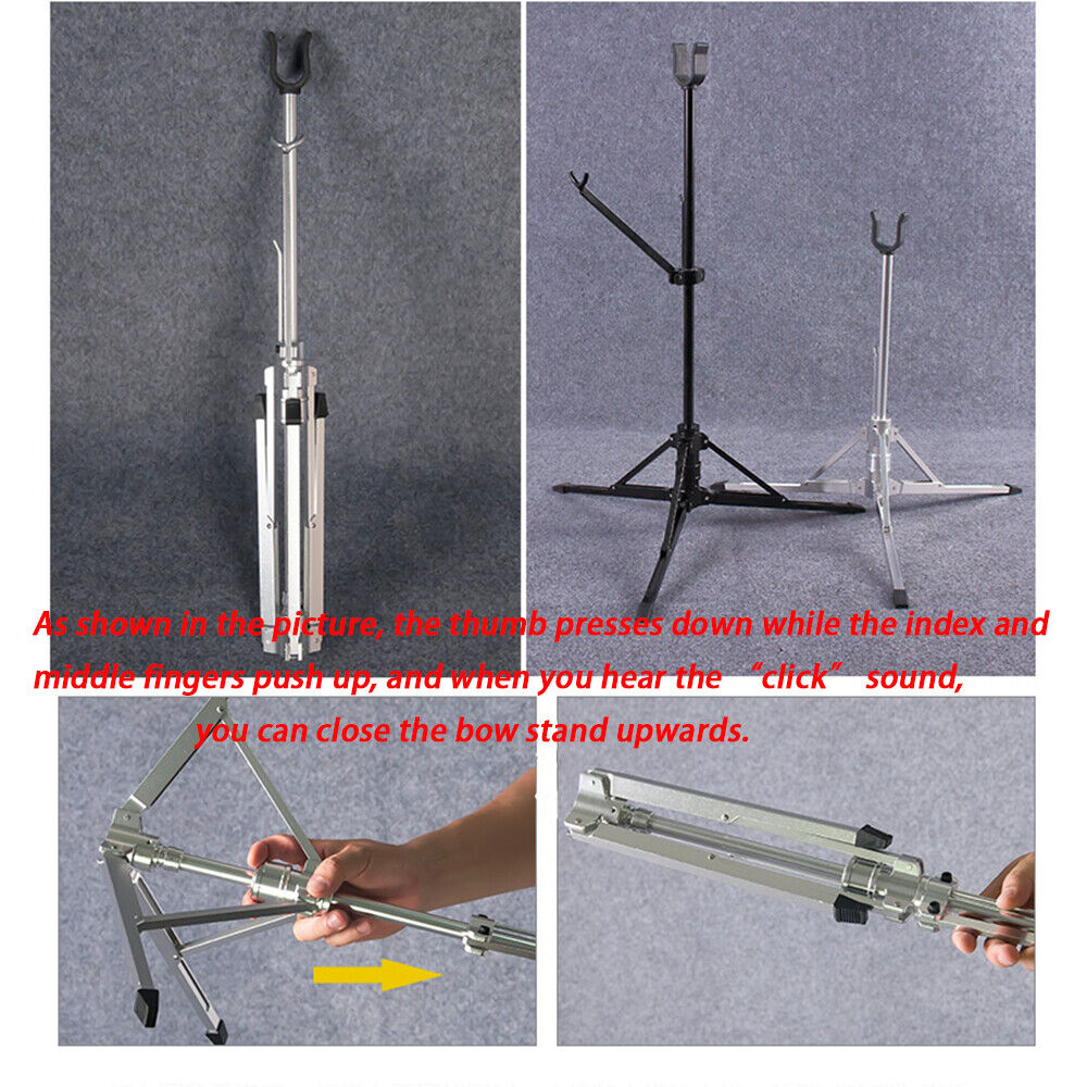 Archery Recurve Bow Stand Bracket Holder Automatic Foldable CNC Aluminum Hunting