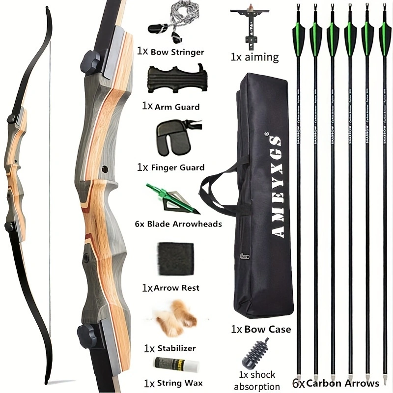 62 inch recurve bow 40-50lbs detachable bow for outdoor shooting and archery, right-handed