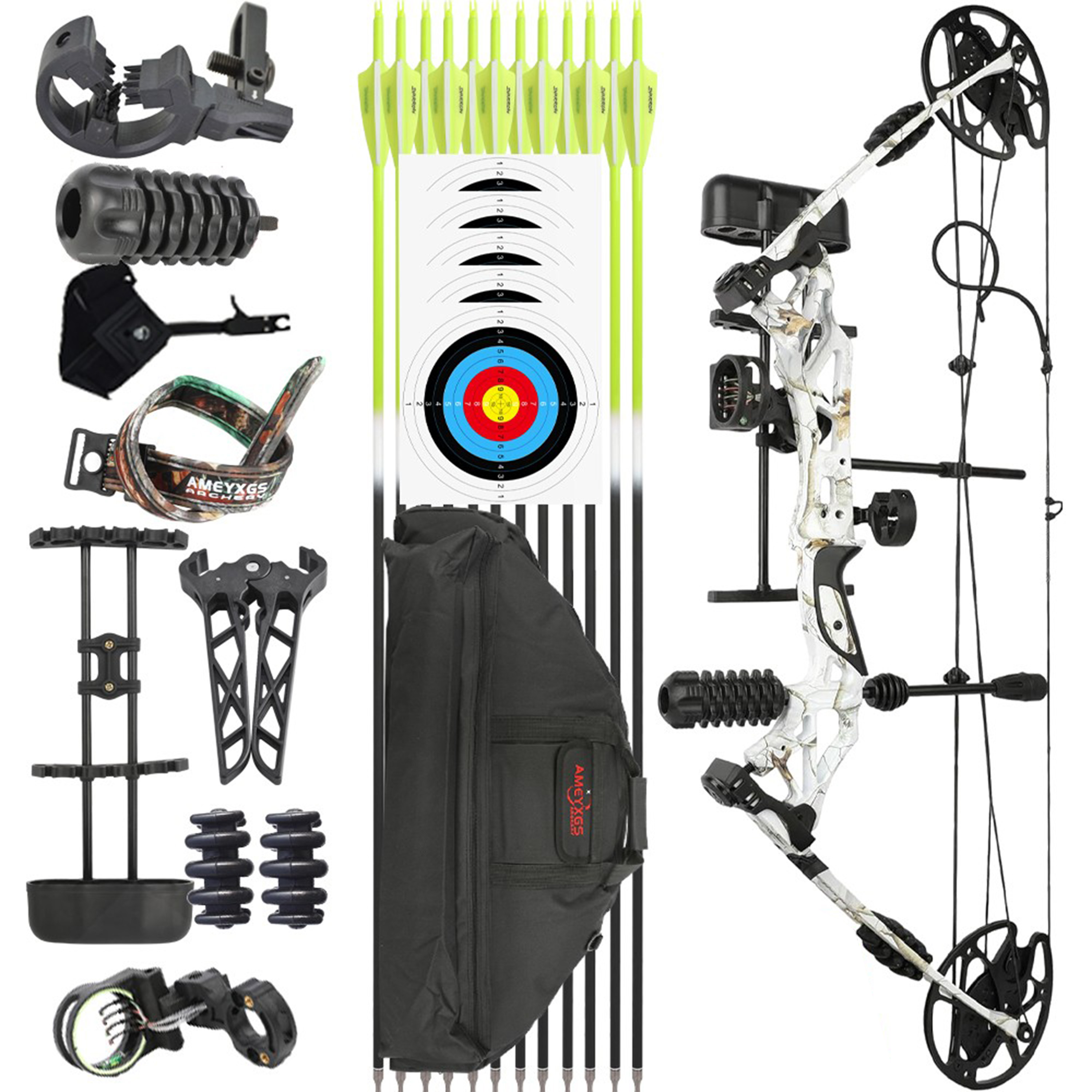 Compound Bow Kit 30-60lbs Adjustable 320FPS Full Set