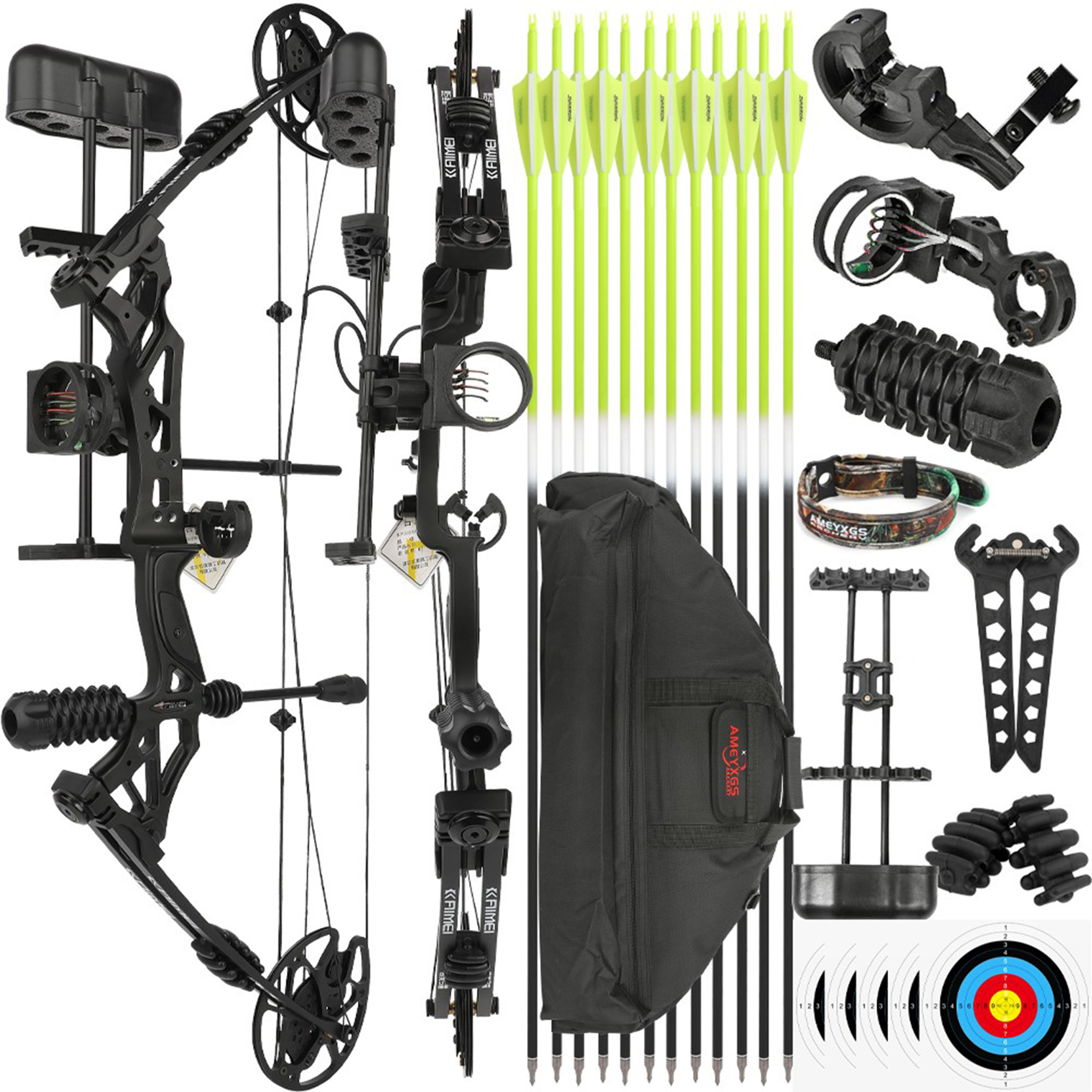 Compound Bow Kit 30-60lbs Adjustable 320FPS Full Set