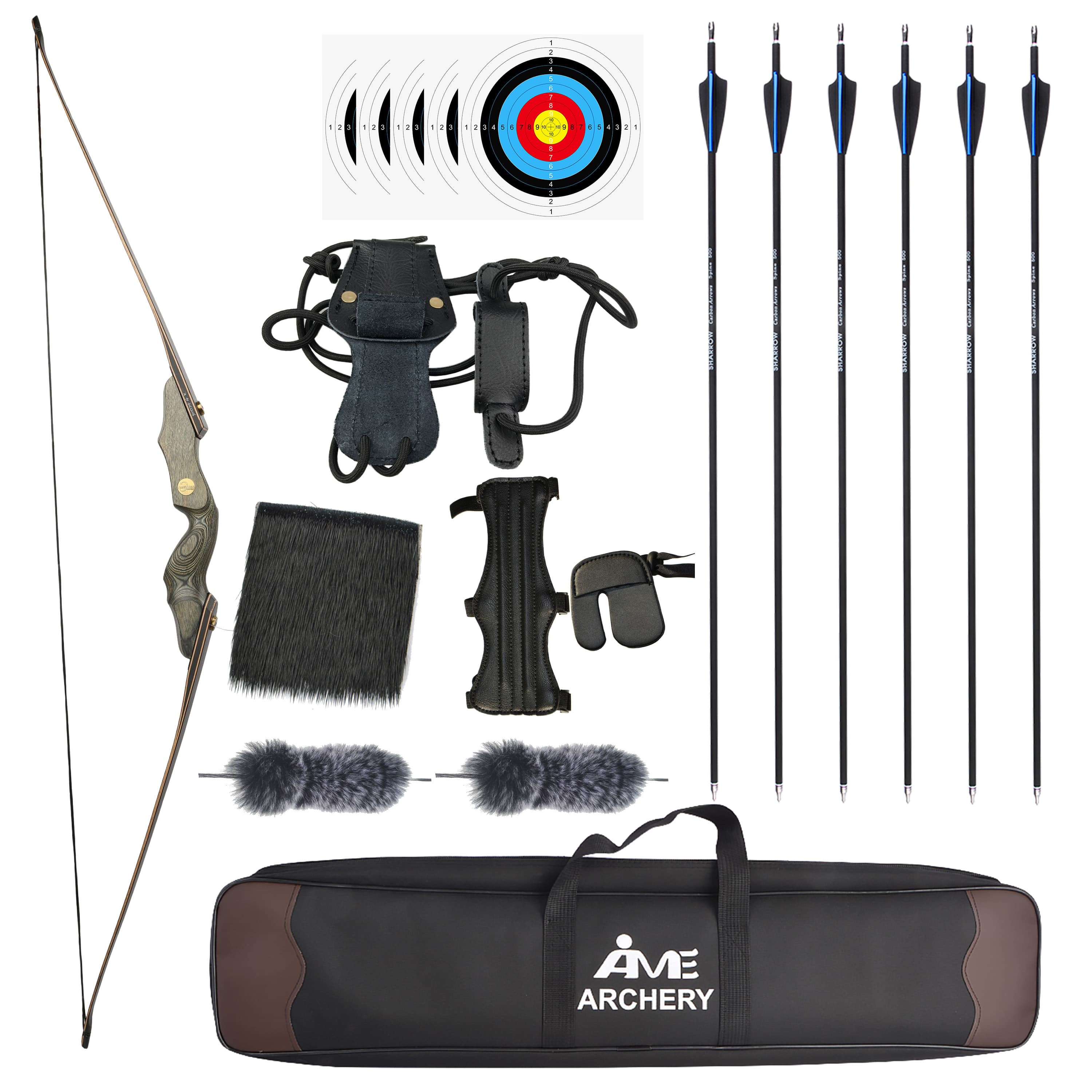 60'' Archery Longbow Takedown Wooden Riser30-45lbs Target Shooting