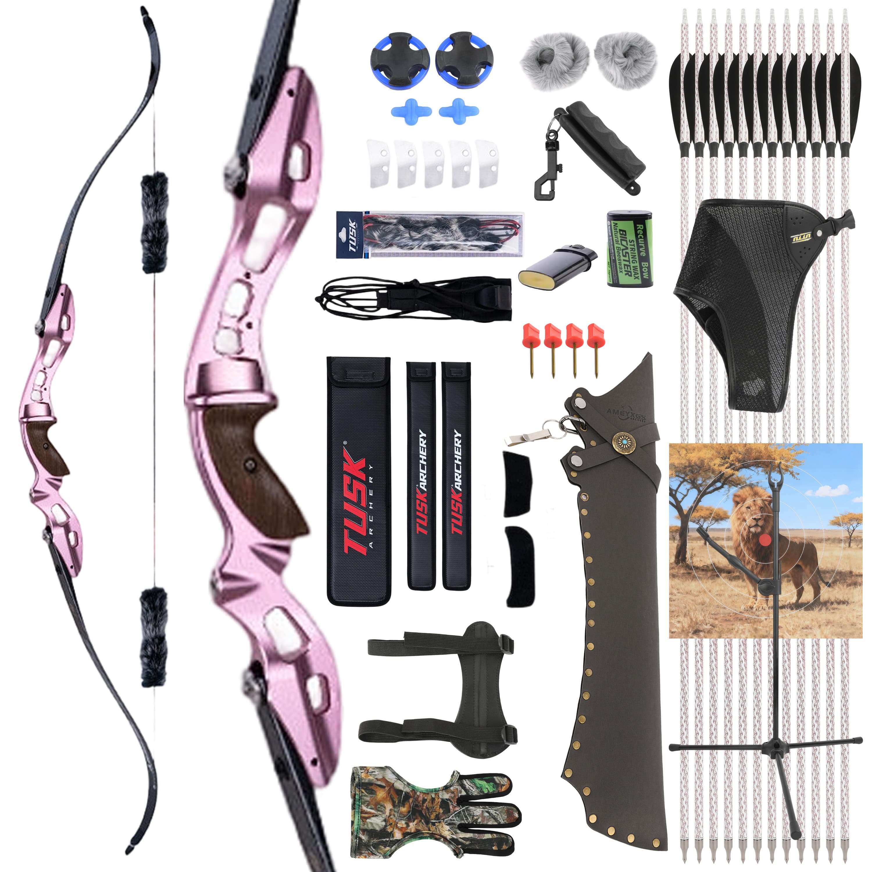 SHARROW 20-55bs Takedown Recurve Bow Kit Shooting Archery Target 