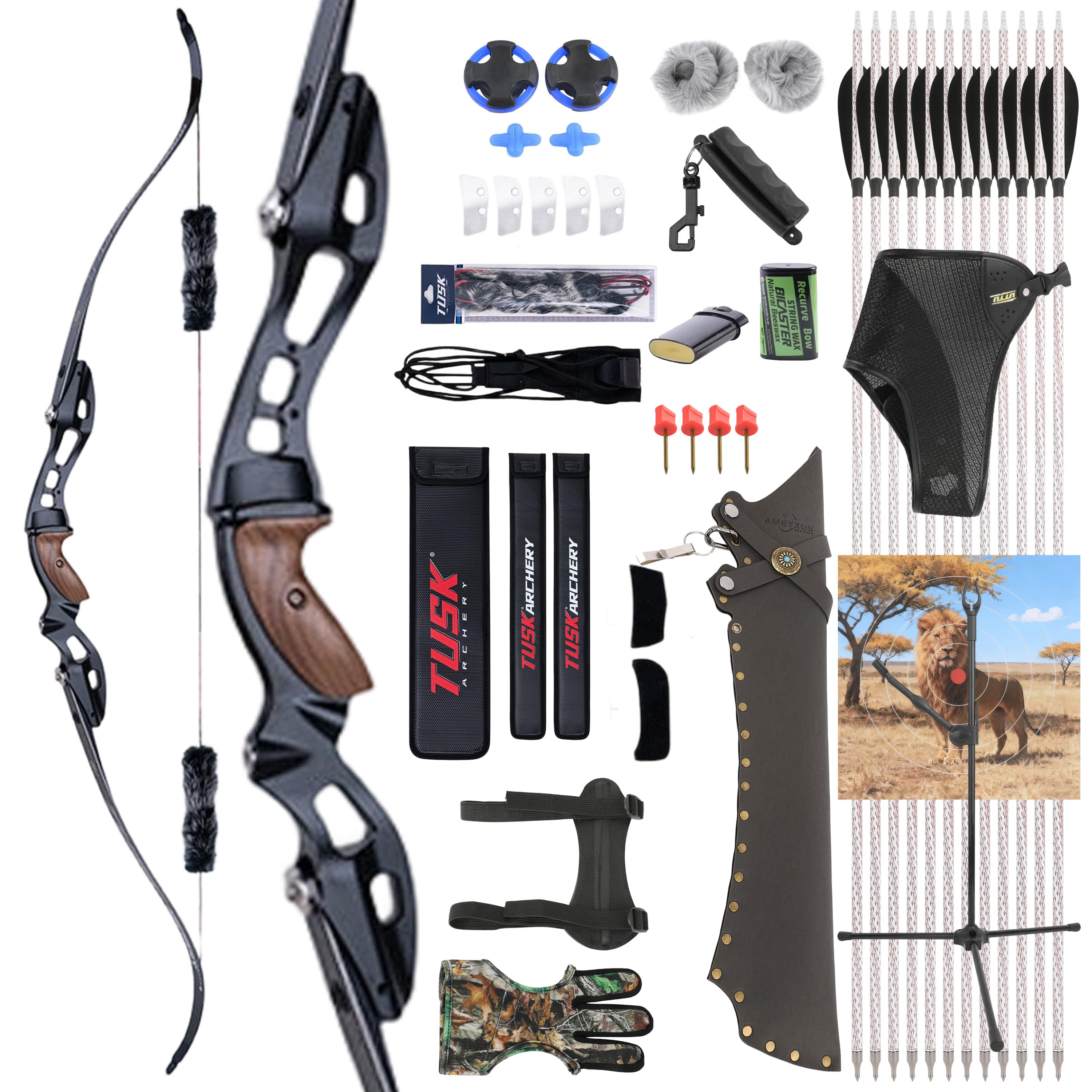 SHARROW 20-55bs Takedown Recurve Bow Kit Shooting Archery Target 