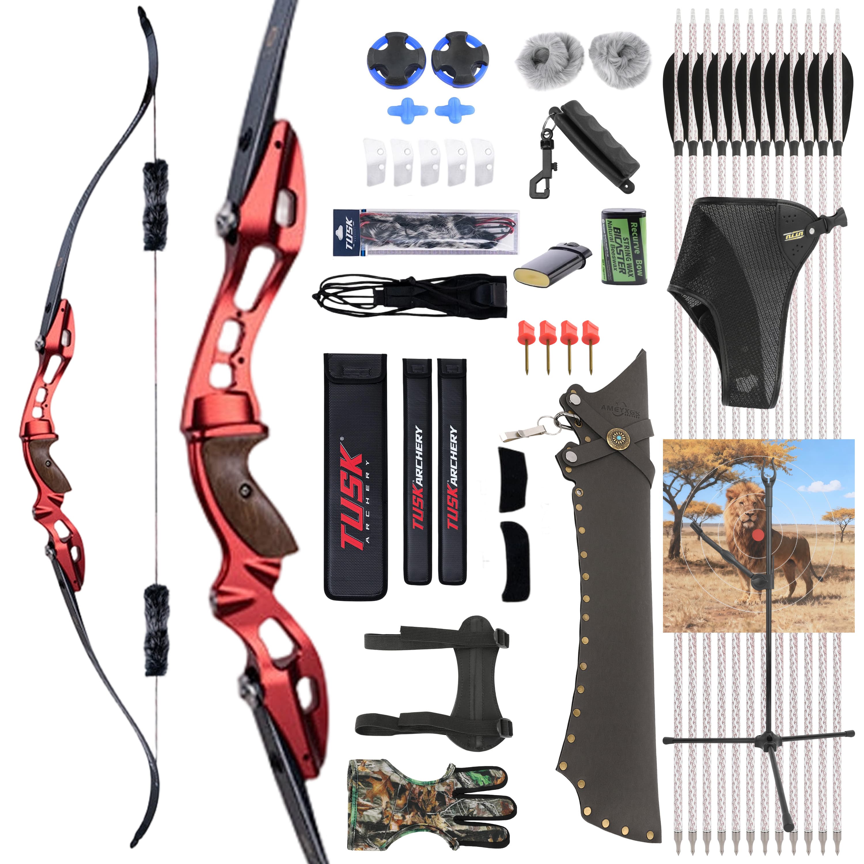 SHARROW 20-55bs Takedown Recurve Bow Kit Shooting Archery Target 