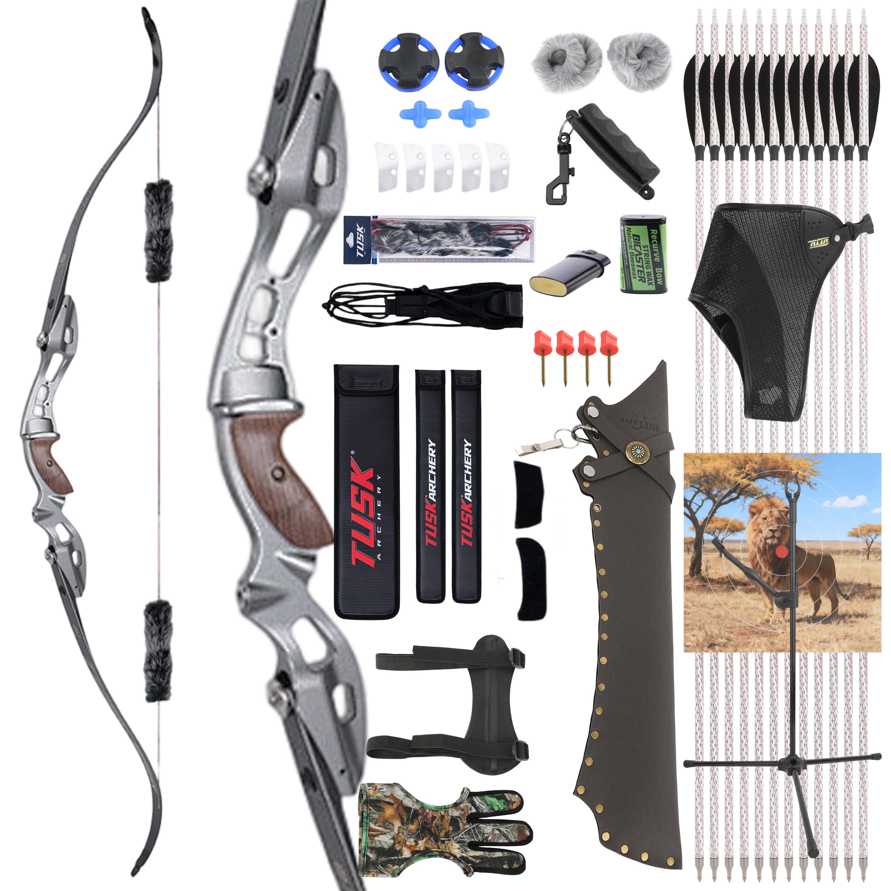 SHARROW 20-55bs Takedown Recurve Bow Kit Shooting Archery Target 