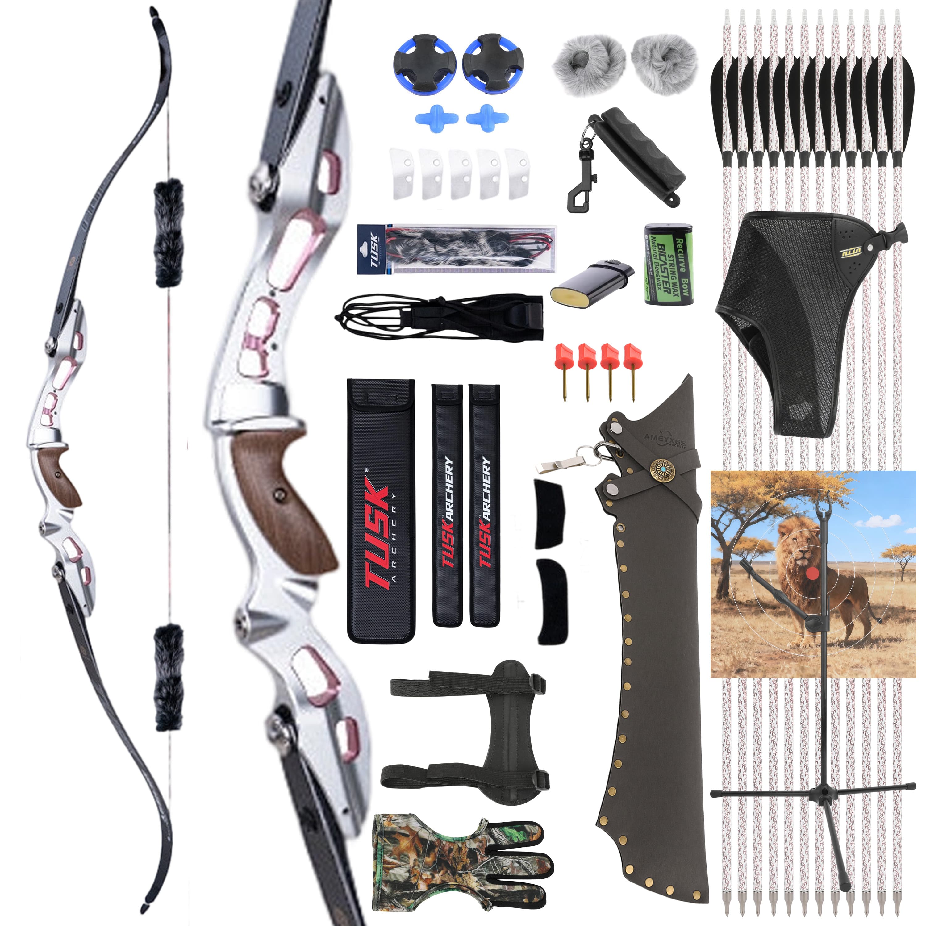 SHARROW 20-55bs Takedown Recurve Bow Kit Shooting Archery Target 