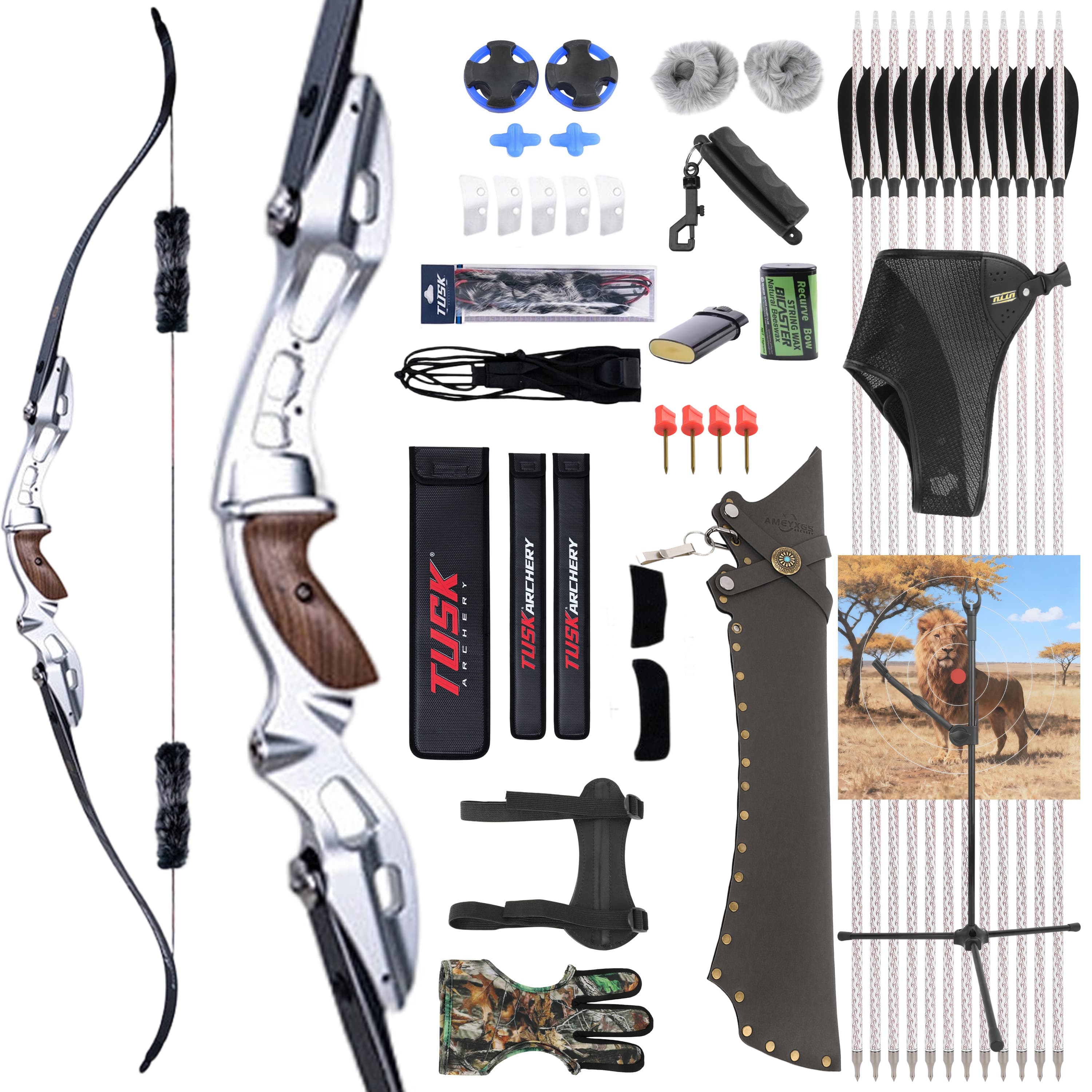SHARROW 20-55bs Takedown Recurve Bow Kit Shooting Archery Target 
