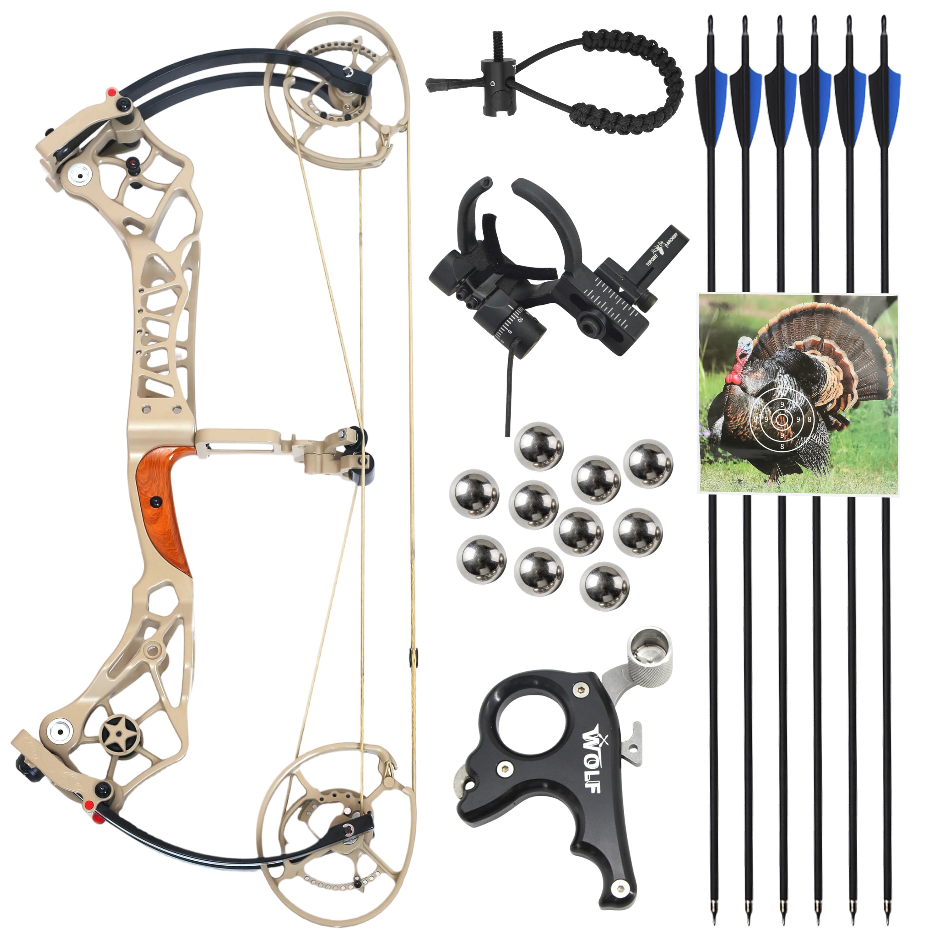 SHARROW 40-75lbs Compound Bow Kit Shooting Target Archery