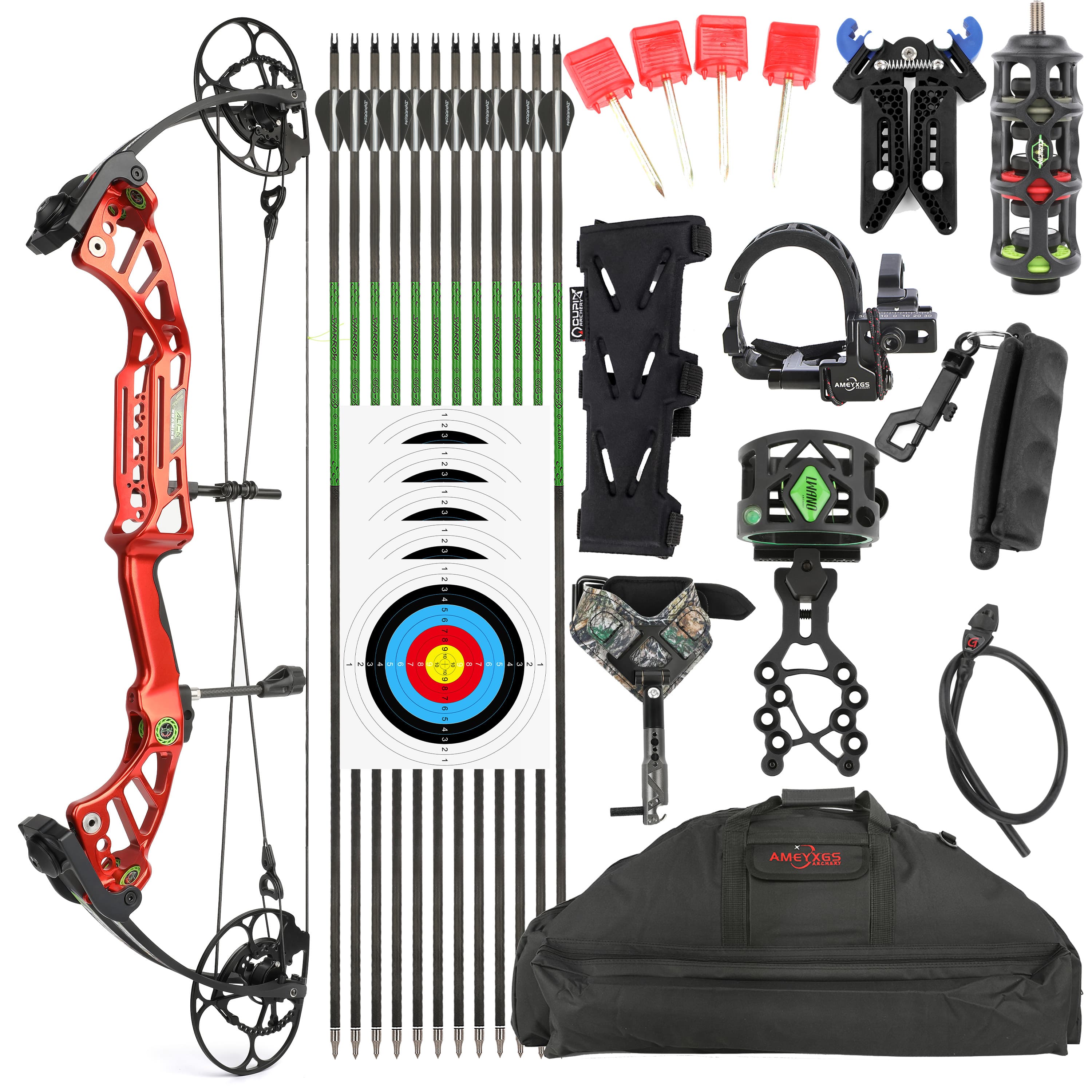 SHARROW Archery CNC Alloy Compound Bow Set 40-75lbs 350FPS Hunting