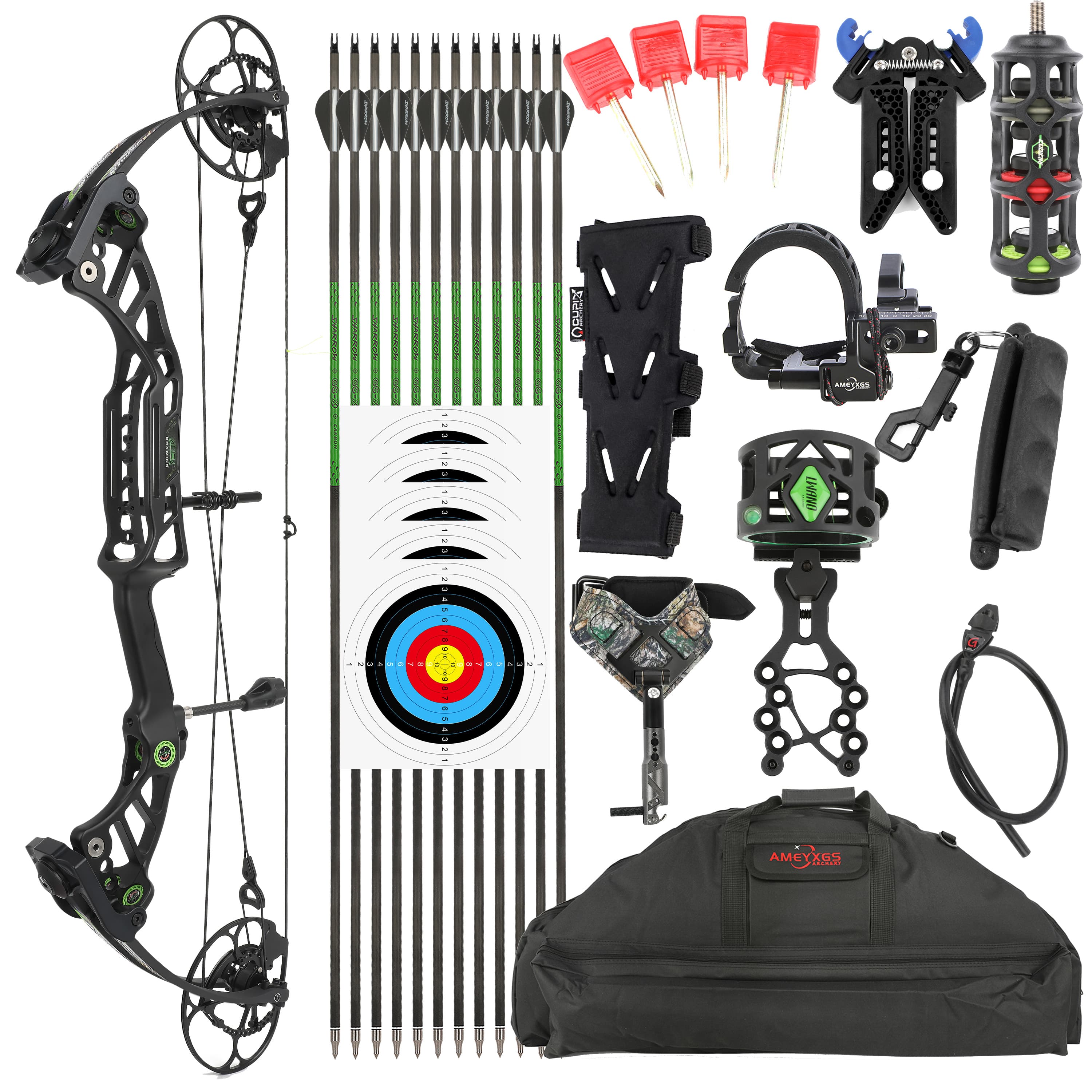 SHARROW Archery CNC Alloy Compound Bow Set 40-75lbs 350FPS Hunting