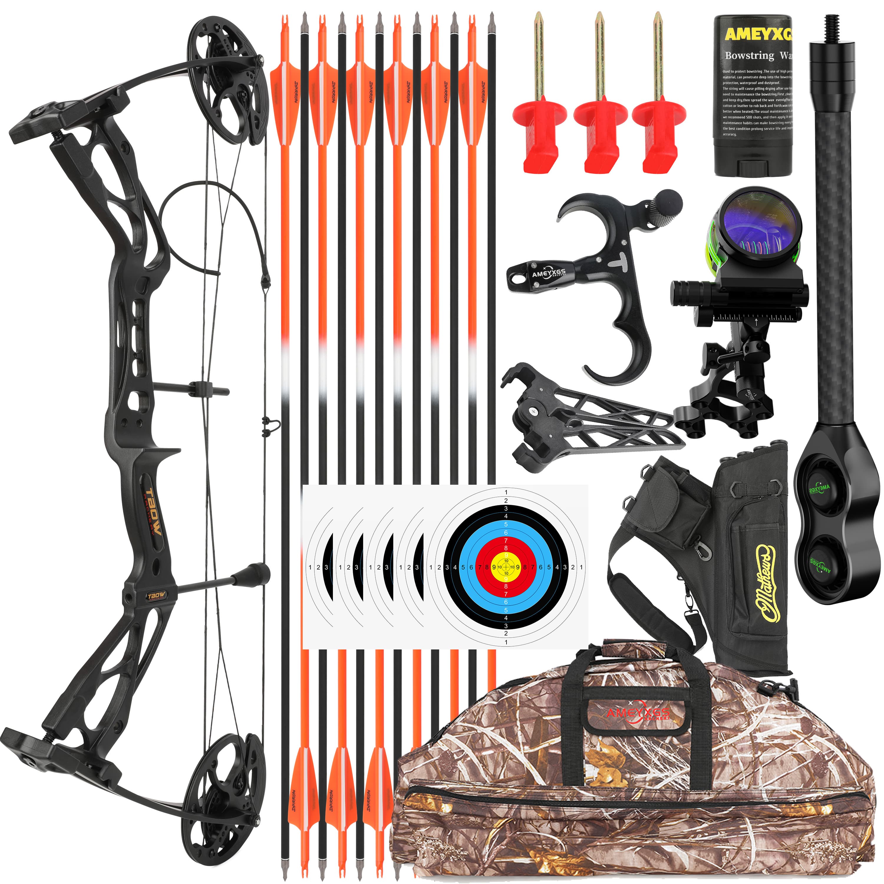 SHARROW Archery Compound Bow Kit M133 0–70LBS Hunting Shooting 