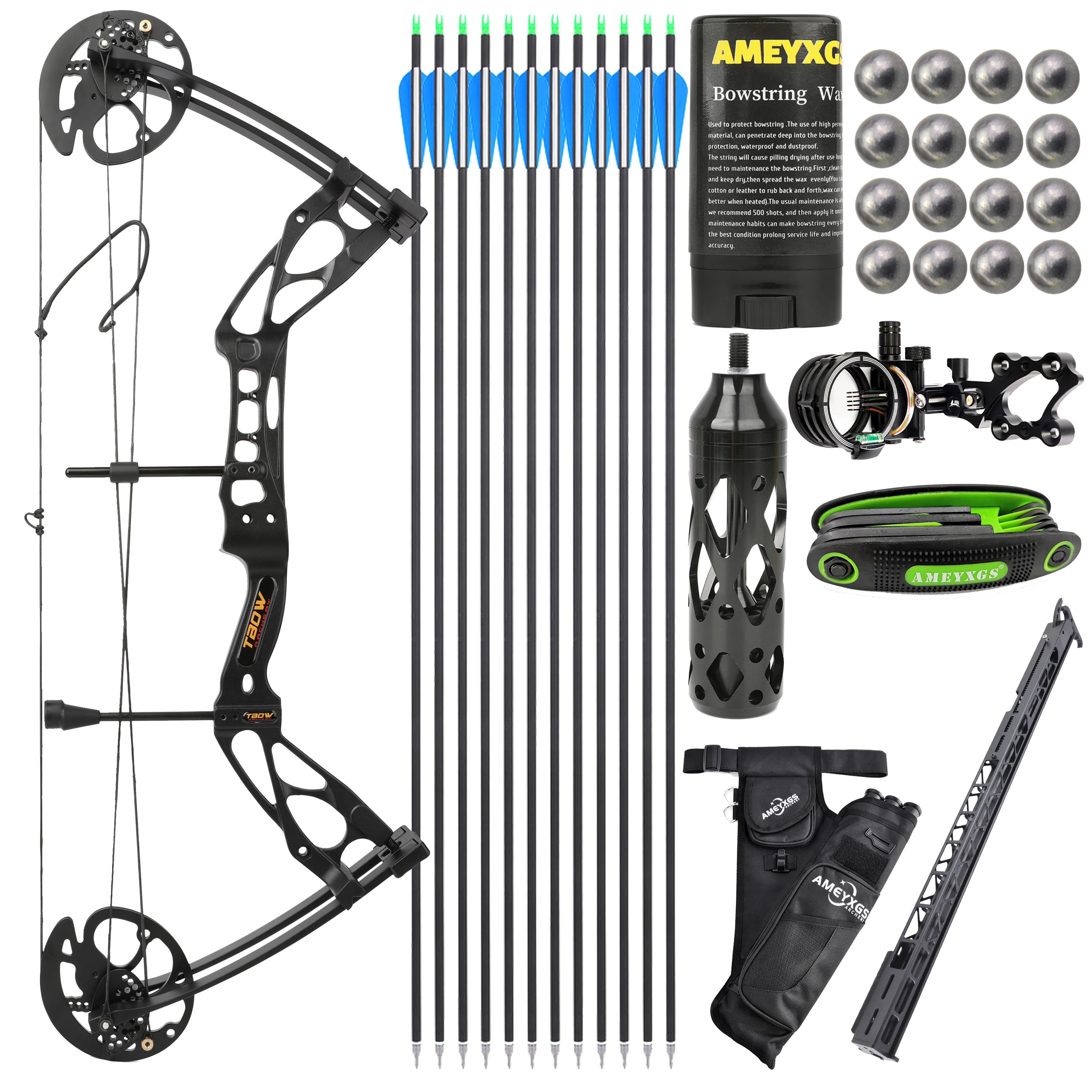 SHARROW Archery Compound Bow Kit M133 0–70LBS Hunting Shooting 