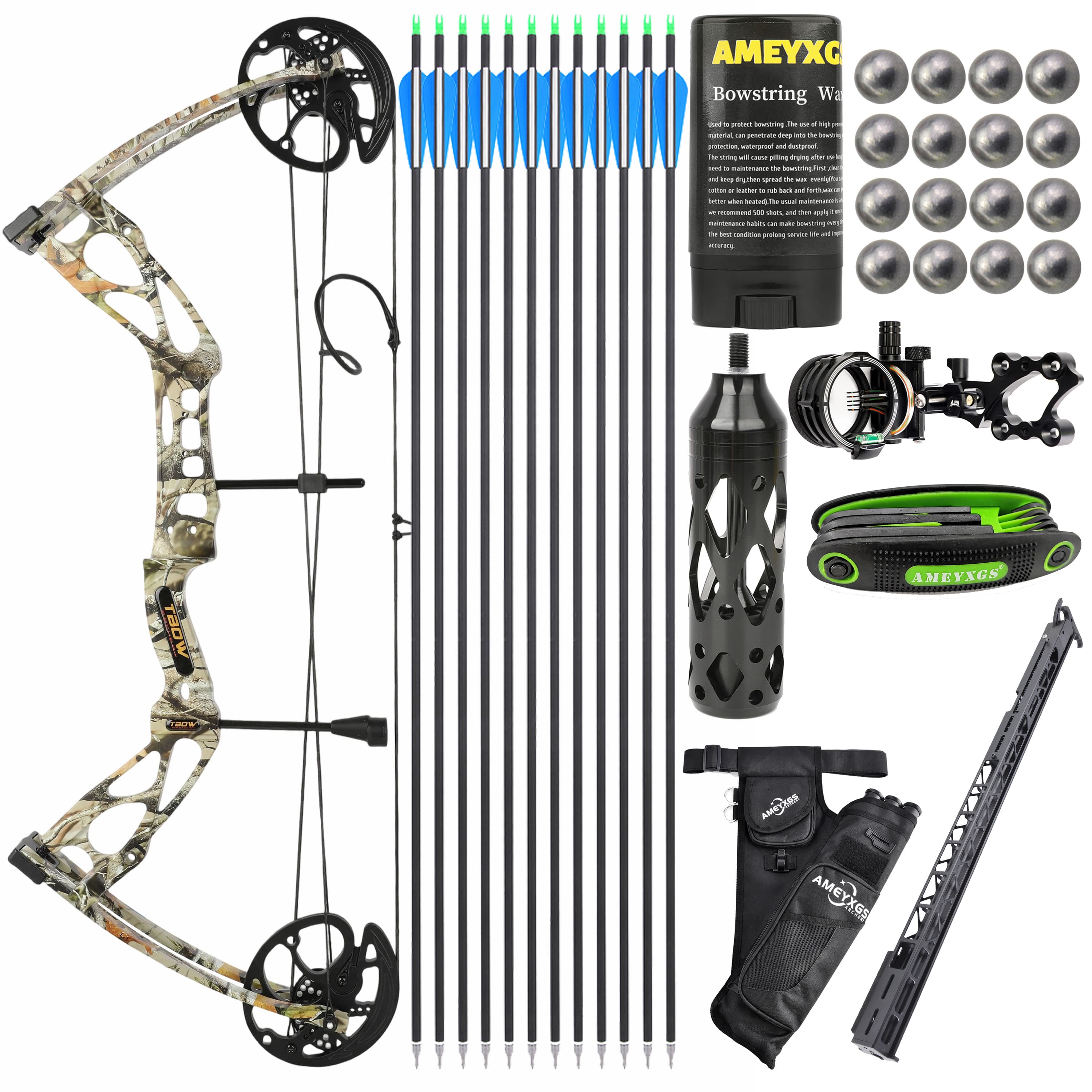 SHARROW Archery Compound Bow Kit M133 0–70LBS Hunting Shooting 
