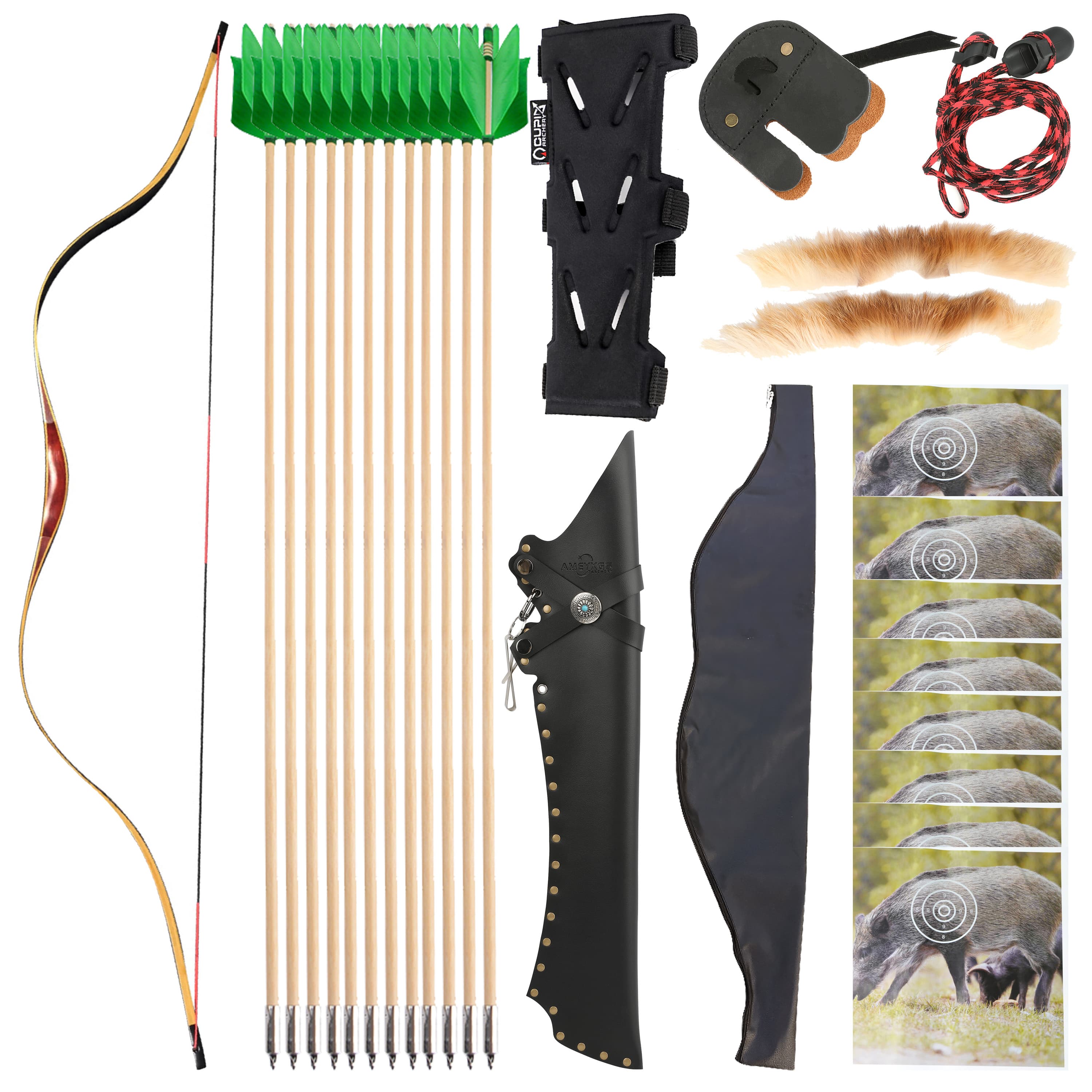 SHARROW Traditional Handcrafted Bow Set Archery Kit 20-60lbs