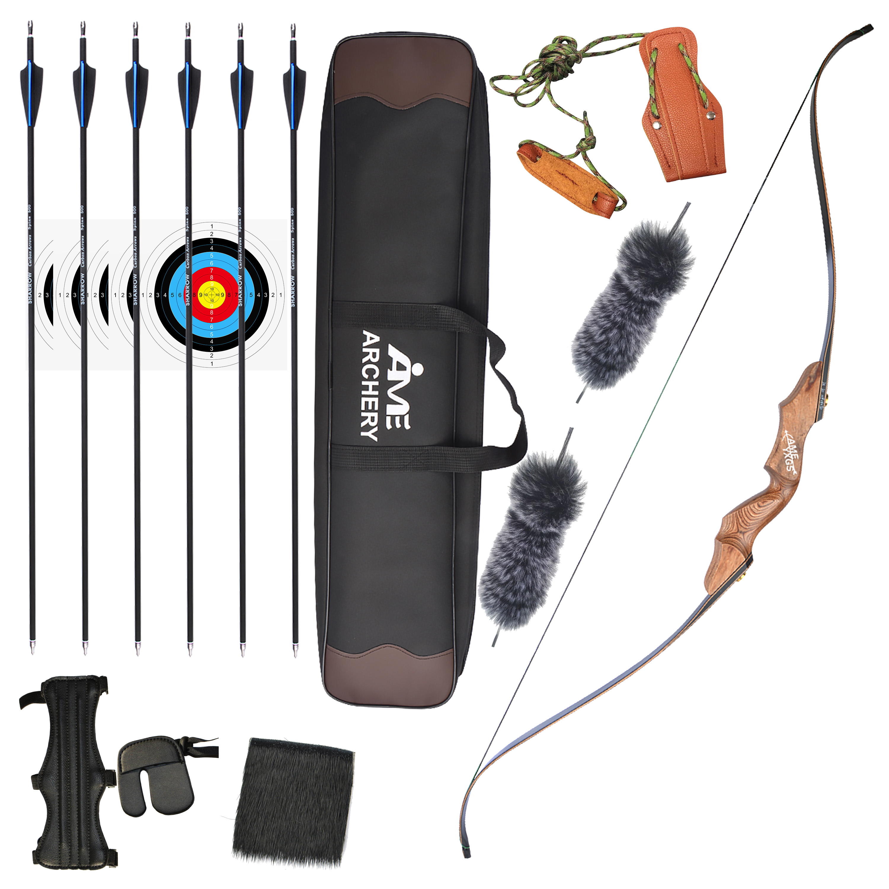 60'' Archery Longbow Takedown Wooden Riser 30-50lbs Target Shooting