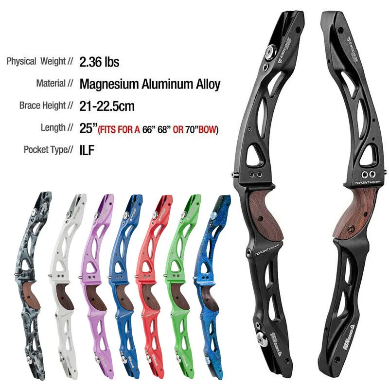 R10 25" ILF Recurve Bow Riser Aluminum Handle RH LH Wooden Grip