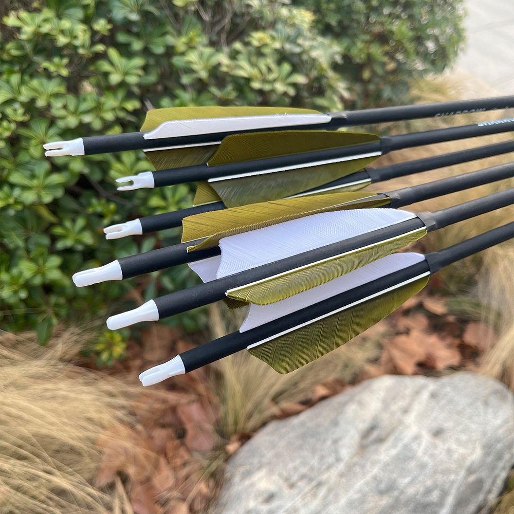 12pcs 30" Spine 500 Mixed Carbon Arrows Set with 12 Cross-Star Arrowheads