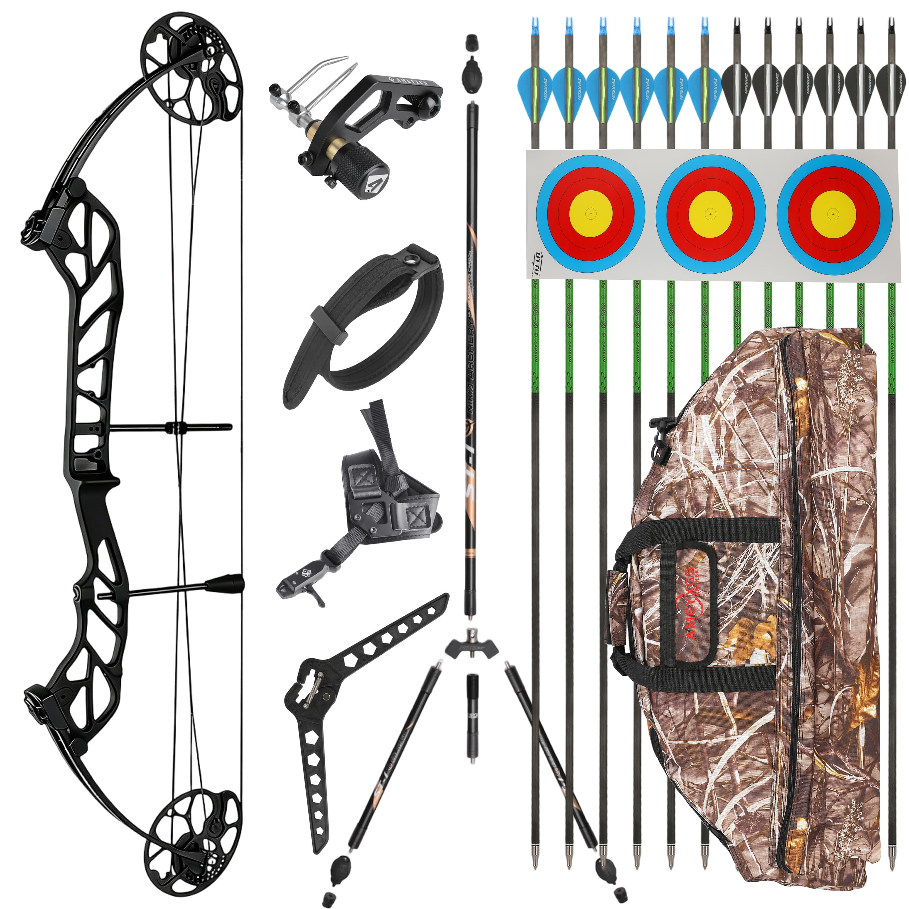 TOPOINT 19-60lbs Compound Bow Kit Shooting Target Archery