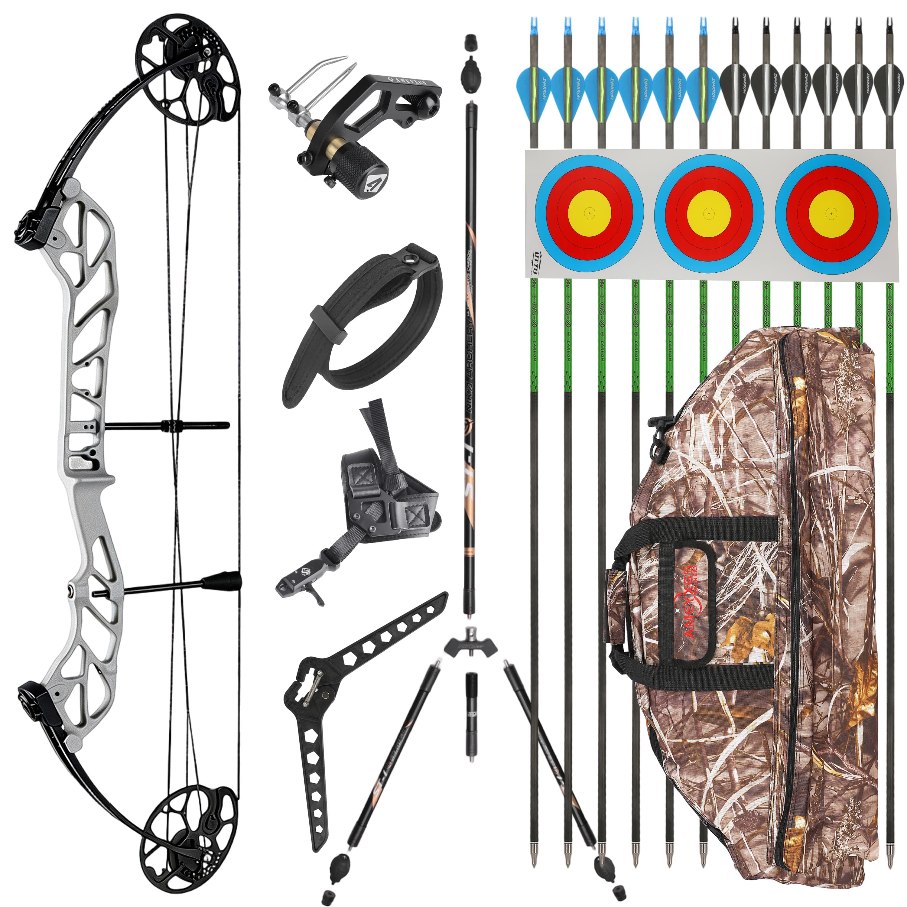 TOPOINT 19-60lbs Compound Bow Kit Shooting Target Archery