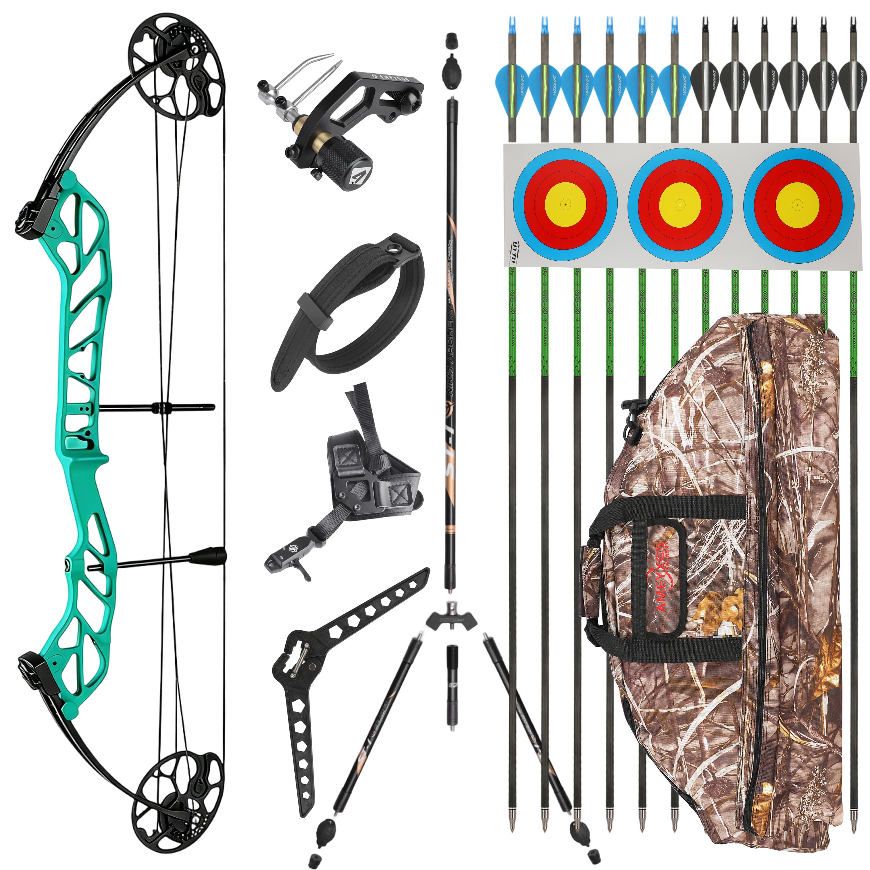 TOPOINT 19-60lbs Compound Bow Kit Shooting Target Archery