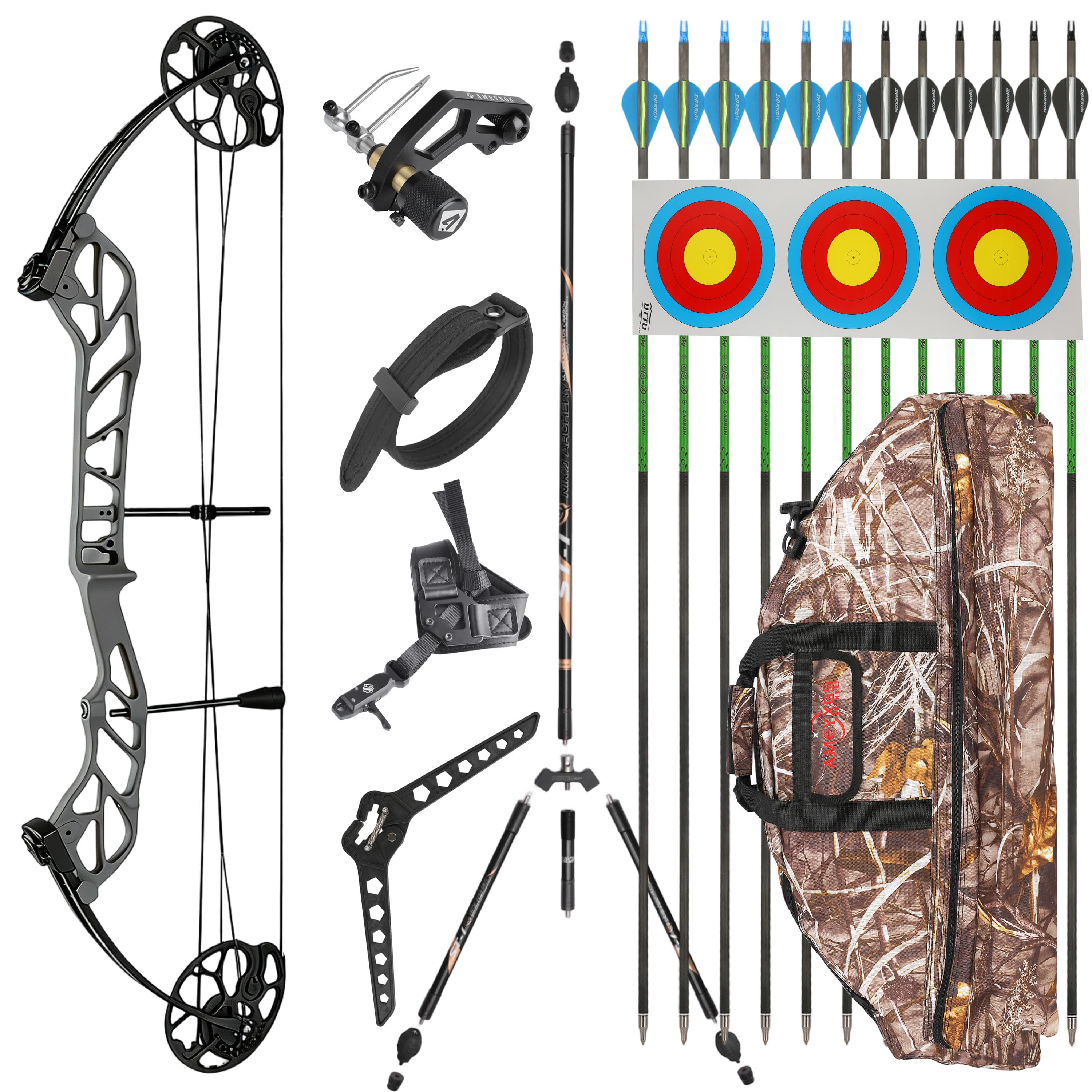 TOPOINT 19-60lbs Compound Bow Kit Shooting Target Archery