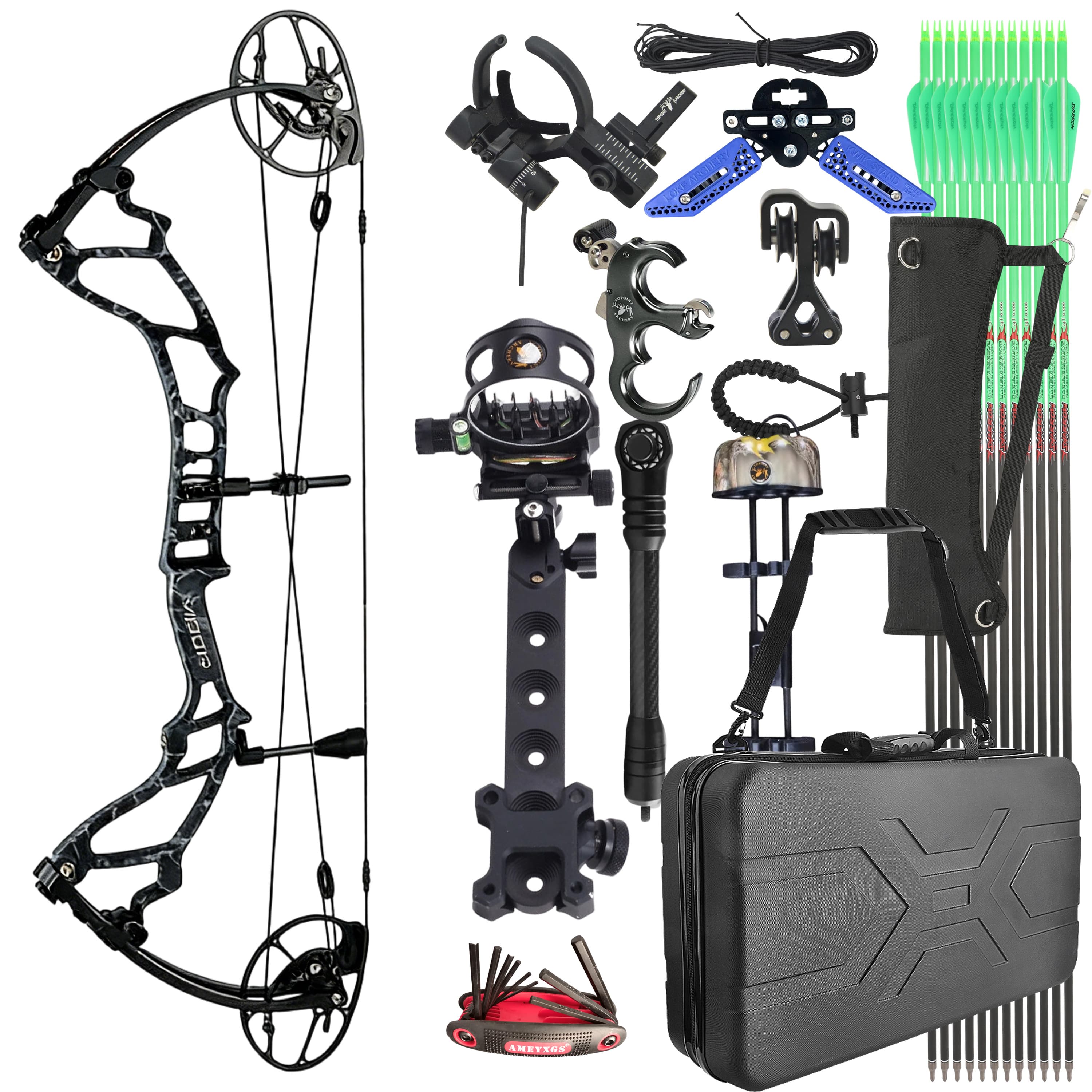 TOPOINT Compound Bow Kit 40-70lbs Target Hunting Archery