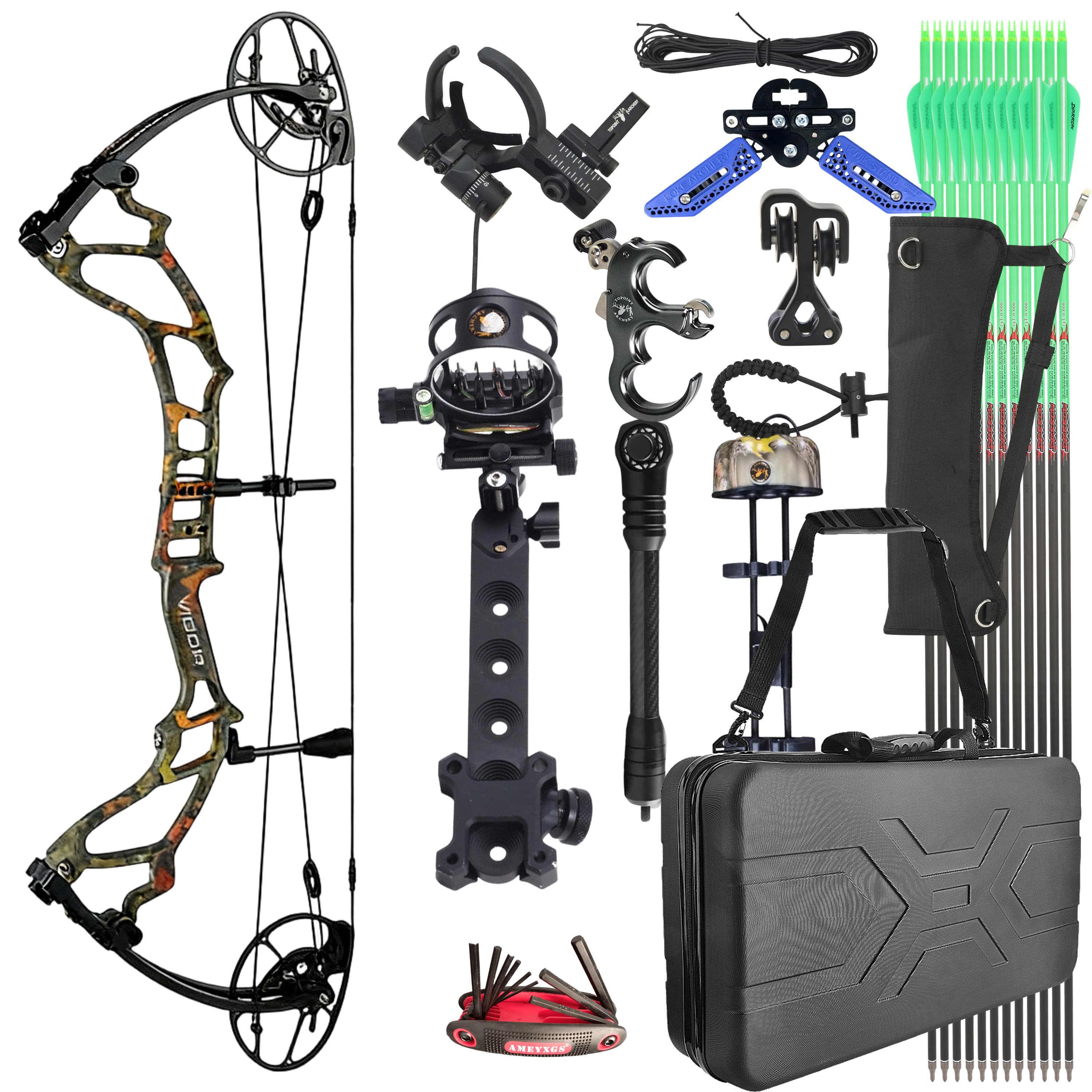 TOPOINT Compound Bow Kit 40-70lbs Target Hunting Archery