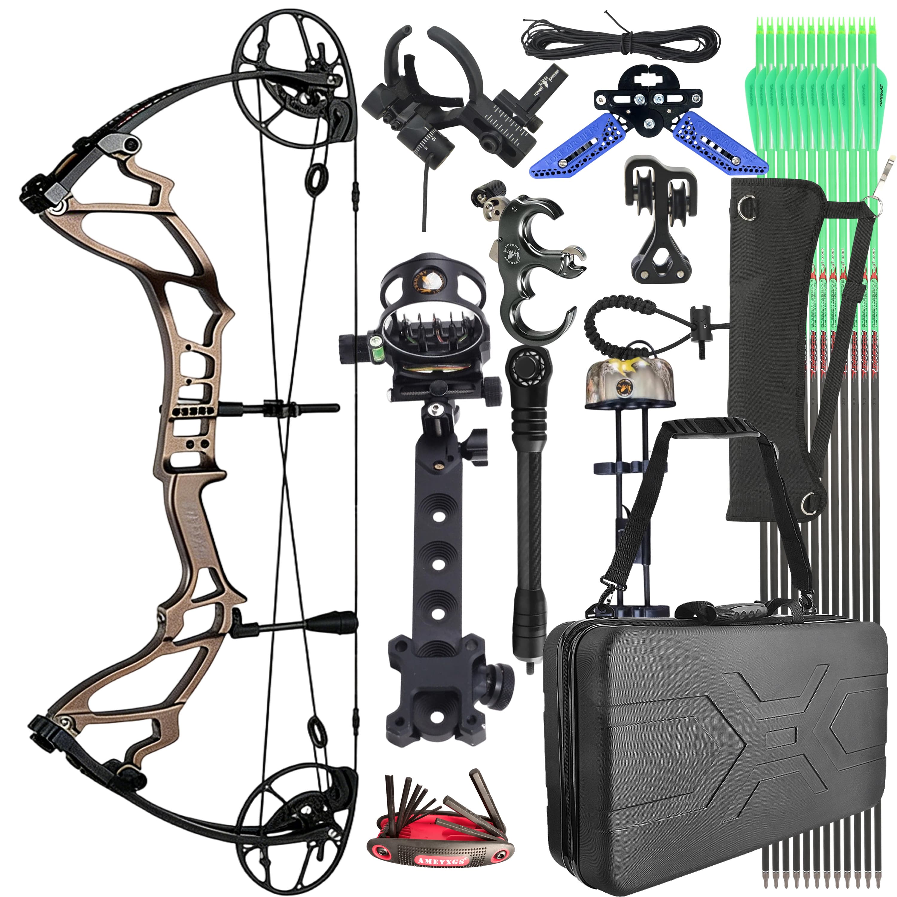 TOPOINT Compound Bow Kit 40-70lbs Target Hunting Archery