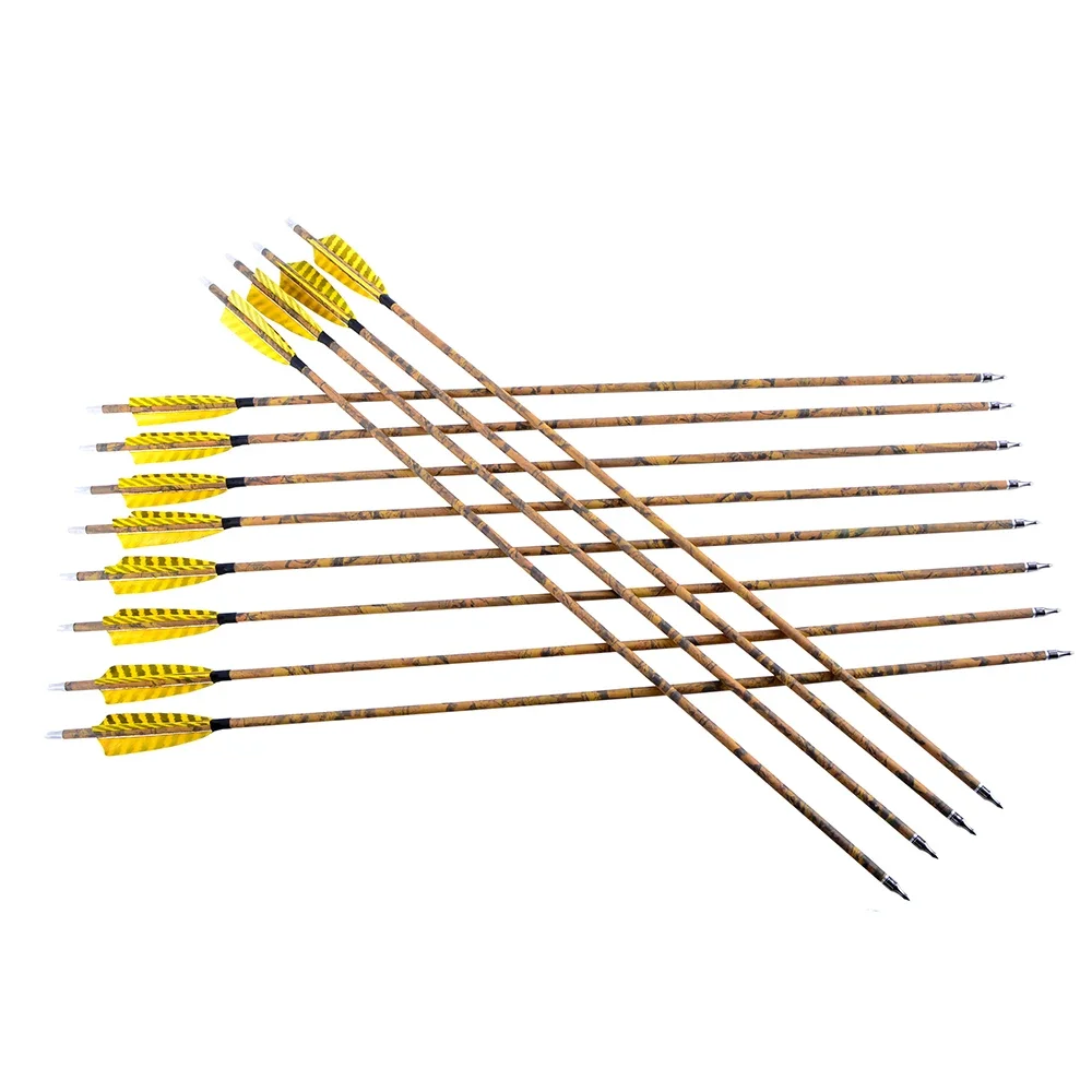 12pcs True Feather Mixed Carbon Arrow  Spine 500 Diameter 7.8 mm for Compound/Recurve Bow Archery Shooting
