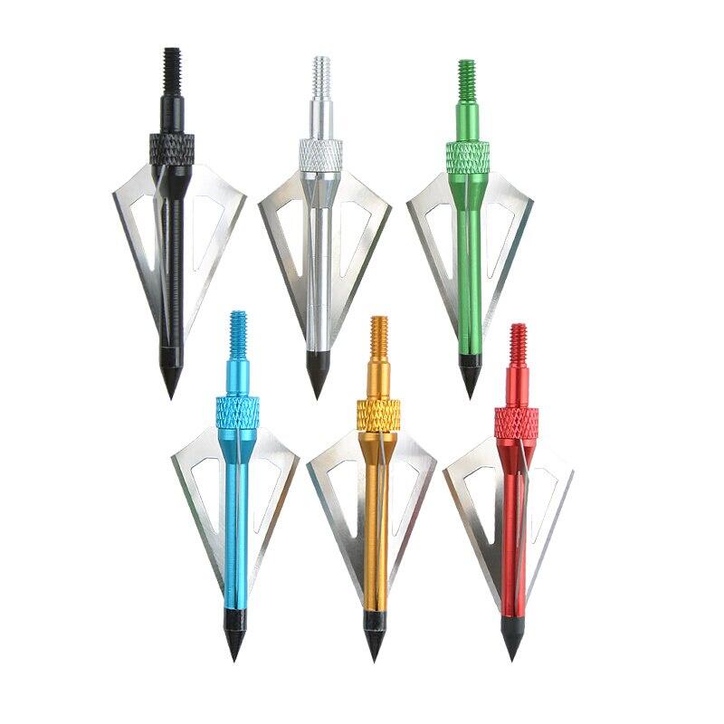 Archery Hunting Broadheads 3 Fixed Blade 100 Grain Arrow Tip for Compound Recurve Bow Crossbow Arrowheads