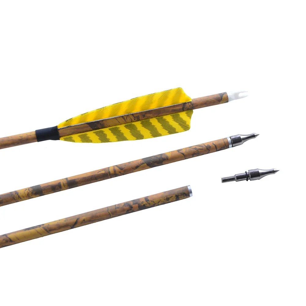 12pcs True Feather Mixed Carbon Arrow  Spine 500 Diameter 7.8 mm for Compound/Recurve Bow Archery Shooting