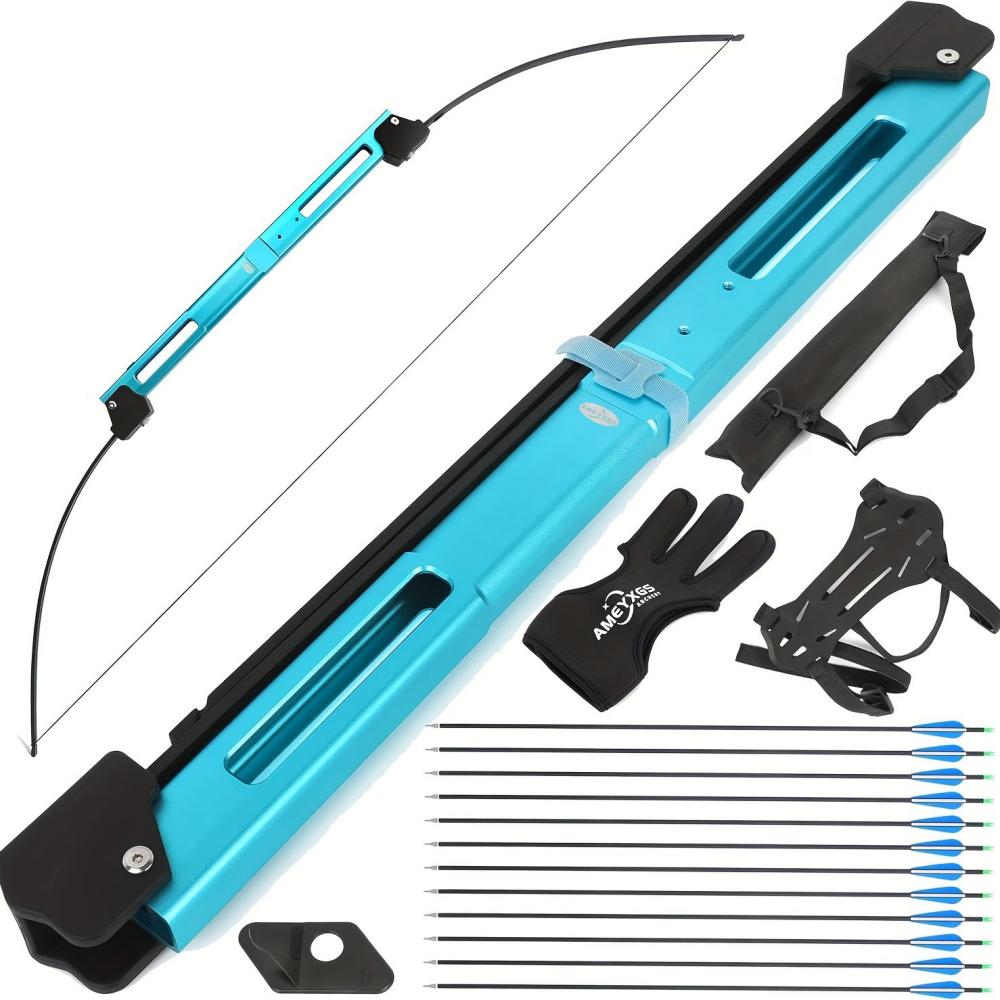 AME Folding Bow - 58" Aluminum Alloy, CNC Handle, Black Fiberglass Limbs