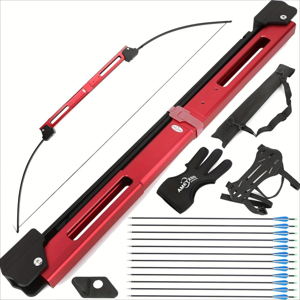 AME Folding Bow - 58" Aluminum Alloy, CNC Handle, Black Fiberglass Limbs