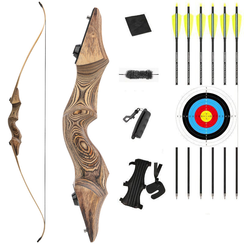 60" Takedown Recurve Bow Wooden Riser Bamboo Limbs