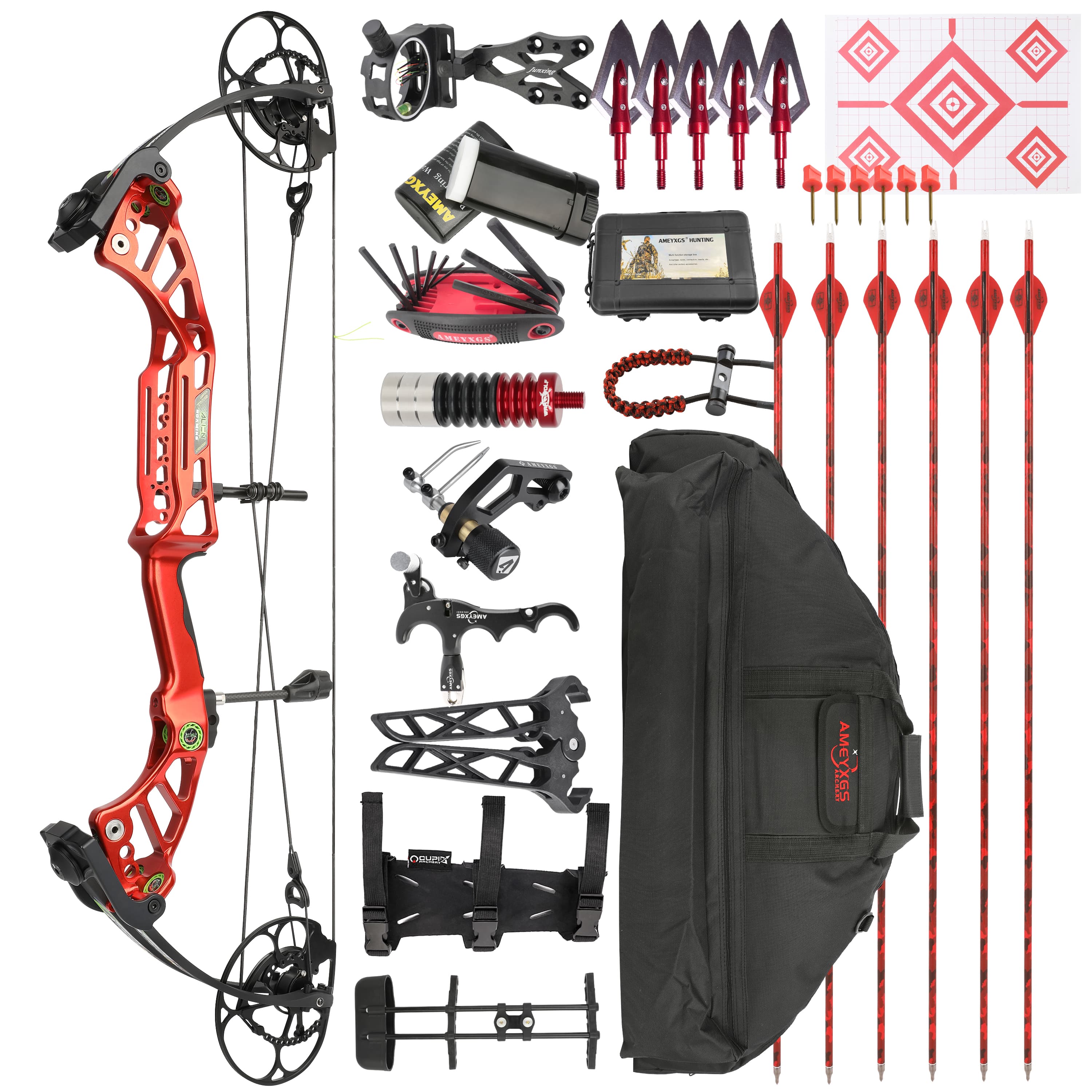 High-Performance Compound Bow (Red) 85% Let-Off
